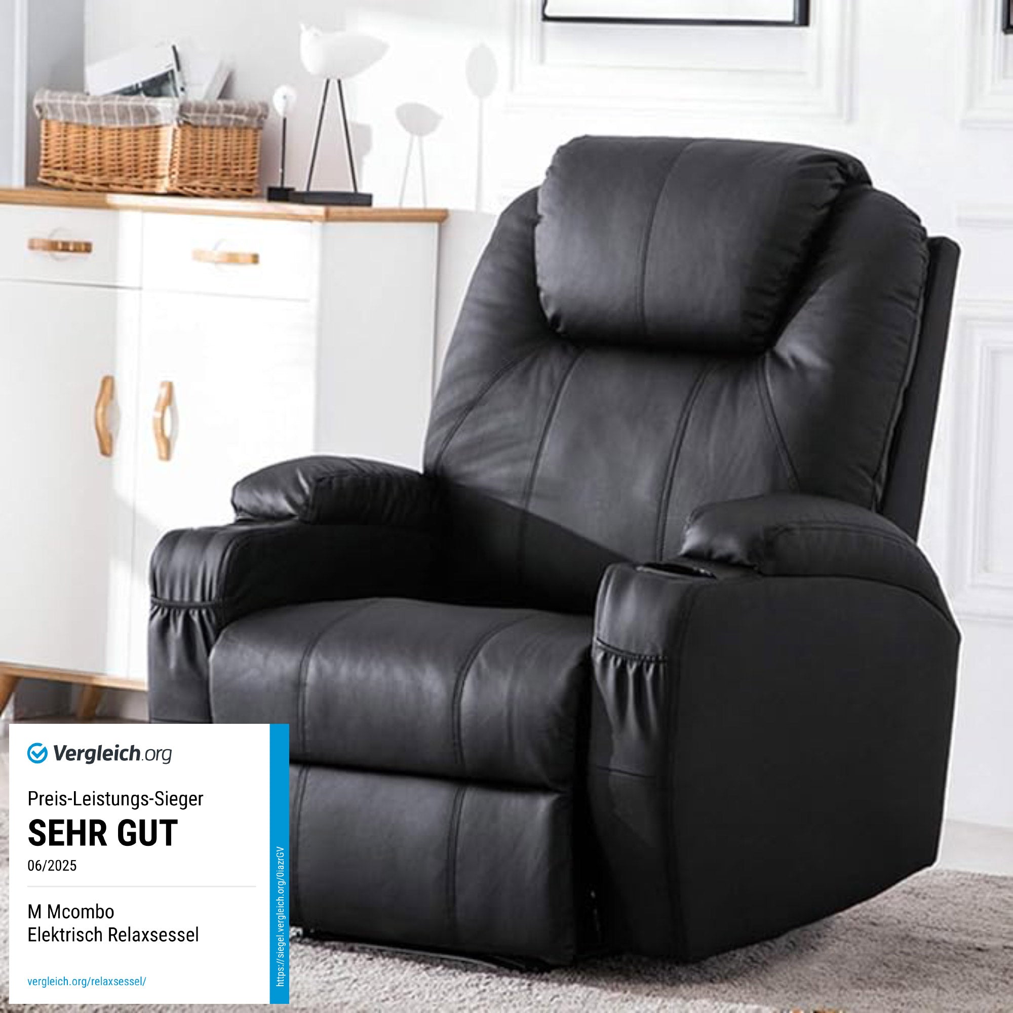 Elektrische Relaxfauteuil Massagestoel TV-stoel Ligfunctie Vibratie Verwarming 7061 – foto 24
