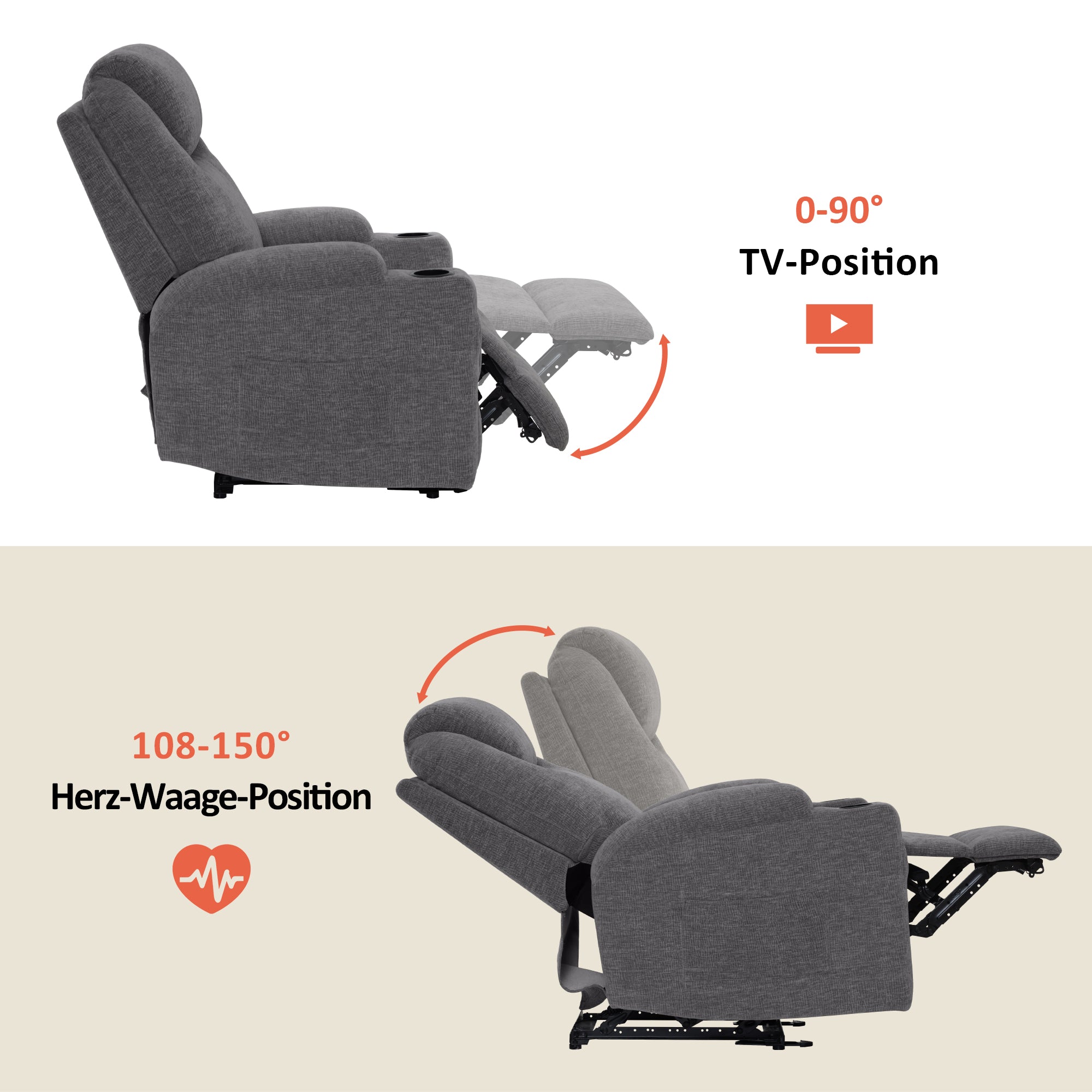 Elektrische Relaxfauteuil Massagestoel TV-stoel Ligfunctie Vibratie Verwarming 7061 – foto 39