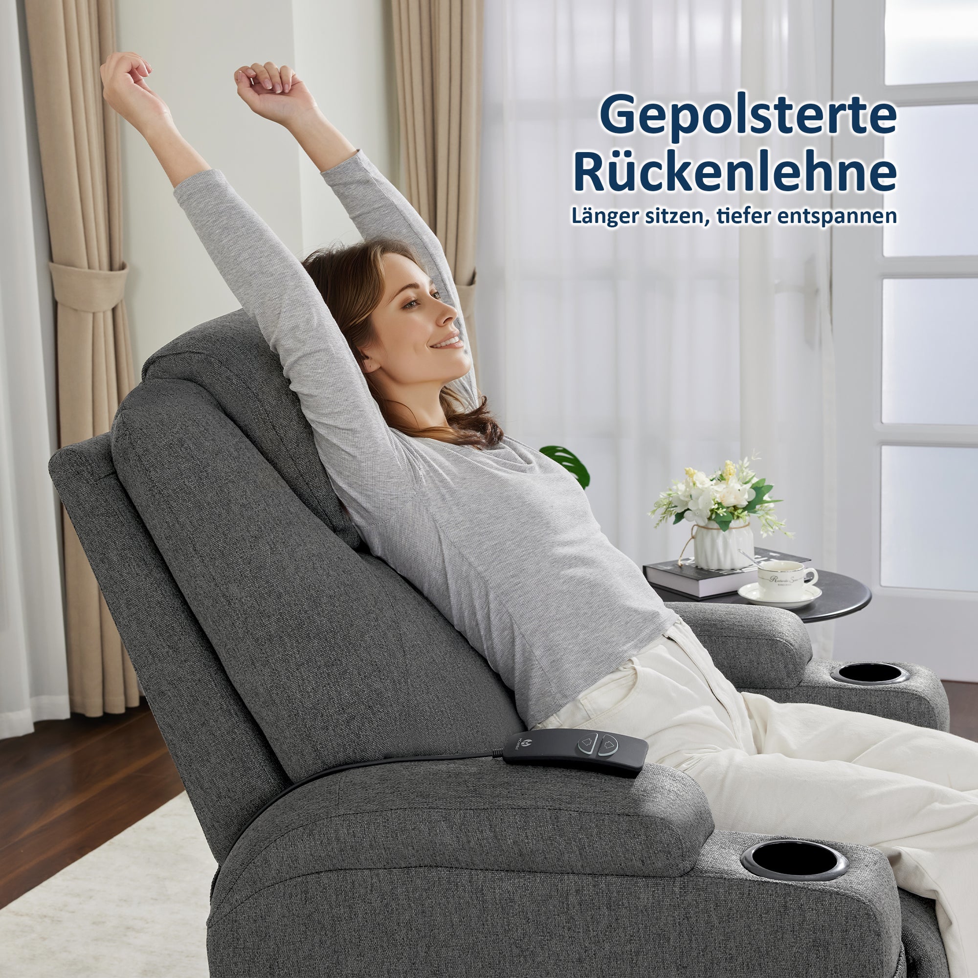 Elektrische Relaxfauteuil Massagestoel TV-stoel Ligfunctie Vibratie Verwarming 7061 – foto 6