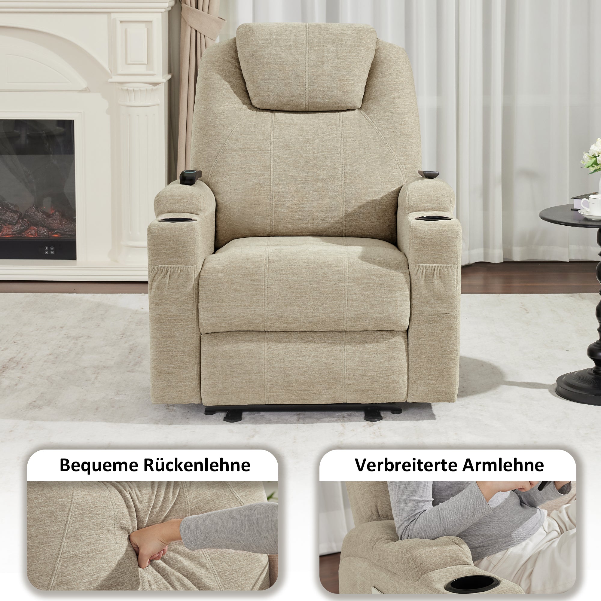 Elektrische Relaxfauteuil Massagestoel TV-stoel Ligfunctie Vibratie Verwarming 7061 – foto 49