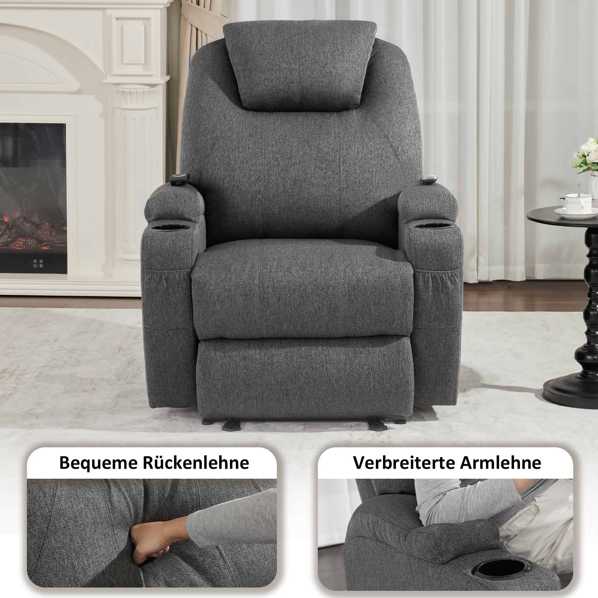 Elektrische Relaxfauteuil Massagestoel TV-stoel Ligfunctie Vibratie Verwarming 7061 – foto 7