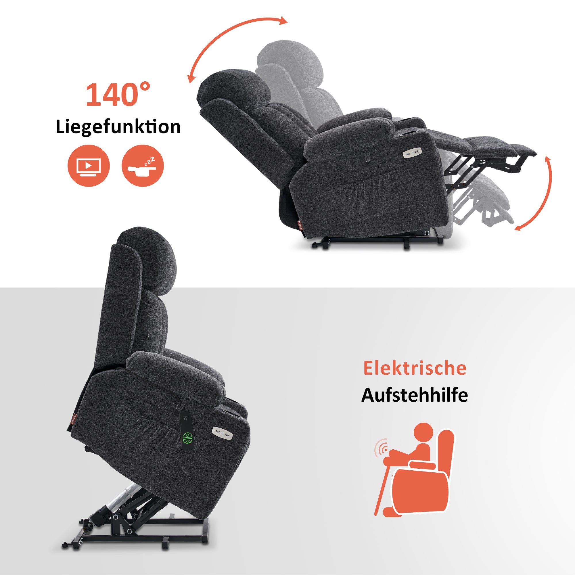 Relaxfauteuil met Sta-op hulp & Ligfunctie, Elektrisch, 7190 – foto 17