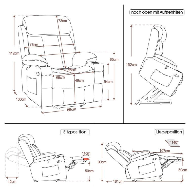 Relaxfauteuil met Sta-op hulp & Ligfunctie, Elektrisch, 7190 – foto 21