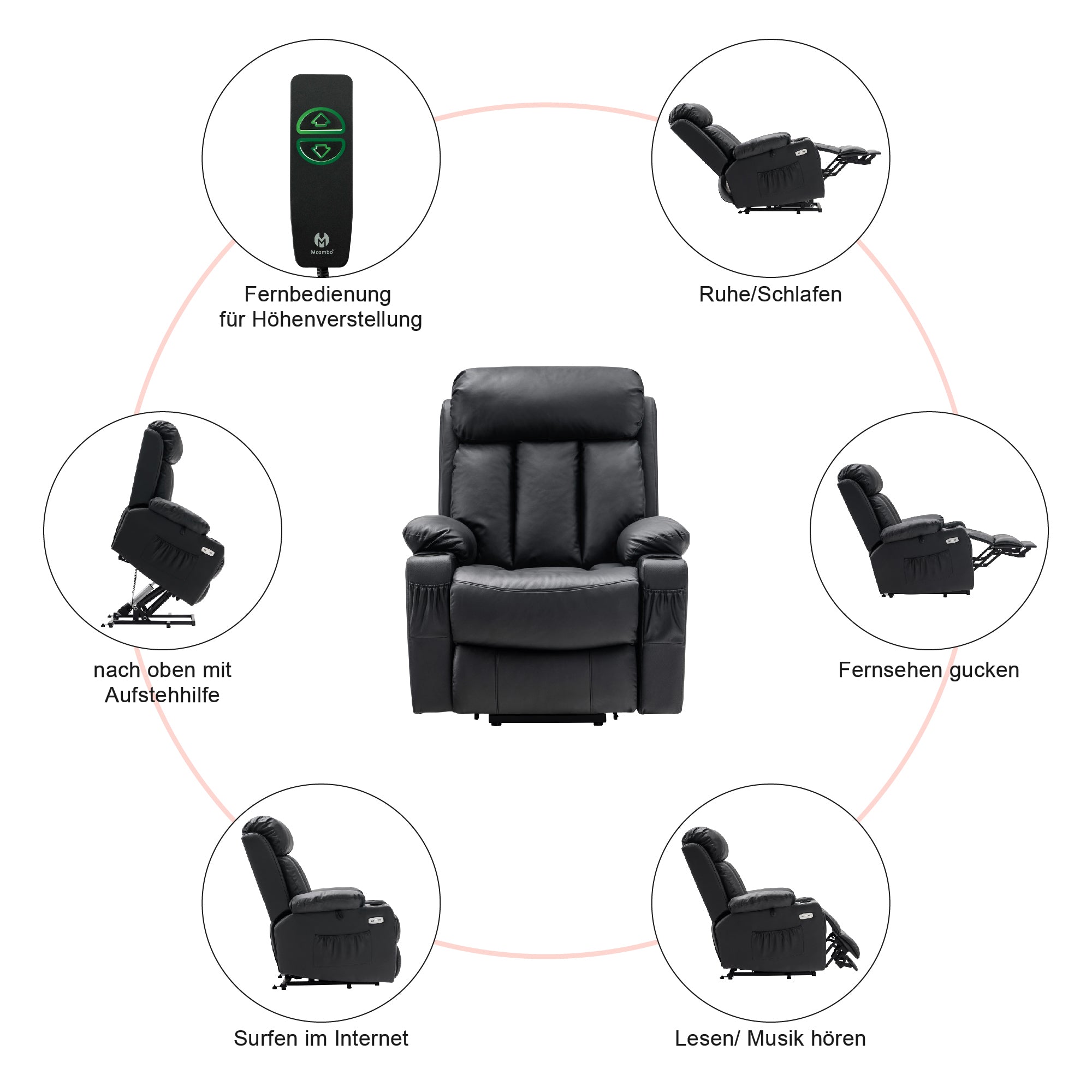 Relaxfauteuil met Sta-op hulp & Ligfunctie, Elektrisch, 7190 – foto 9