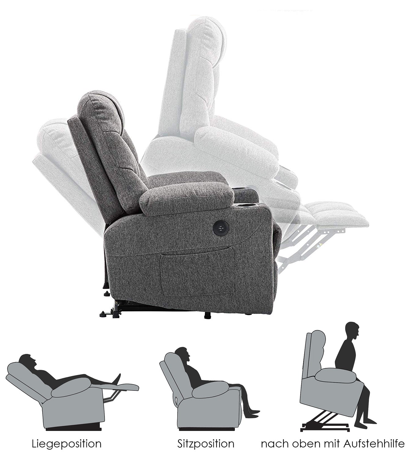 elektrische relaxfauteuil met sta-op hulp en USB 7286 – foto 12