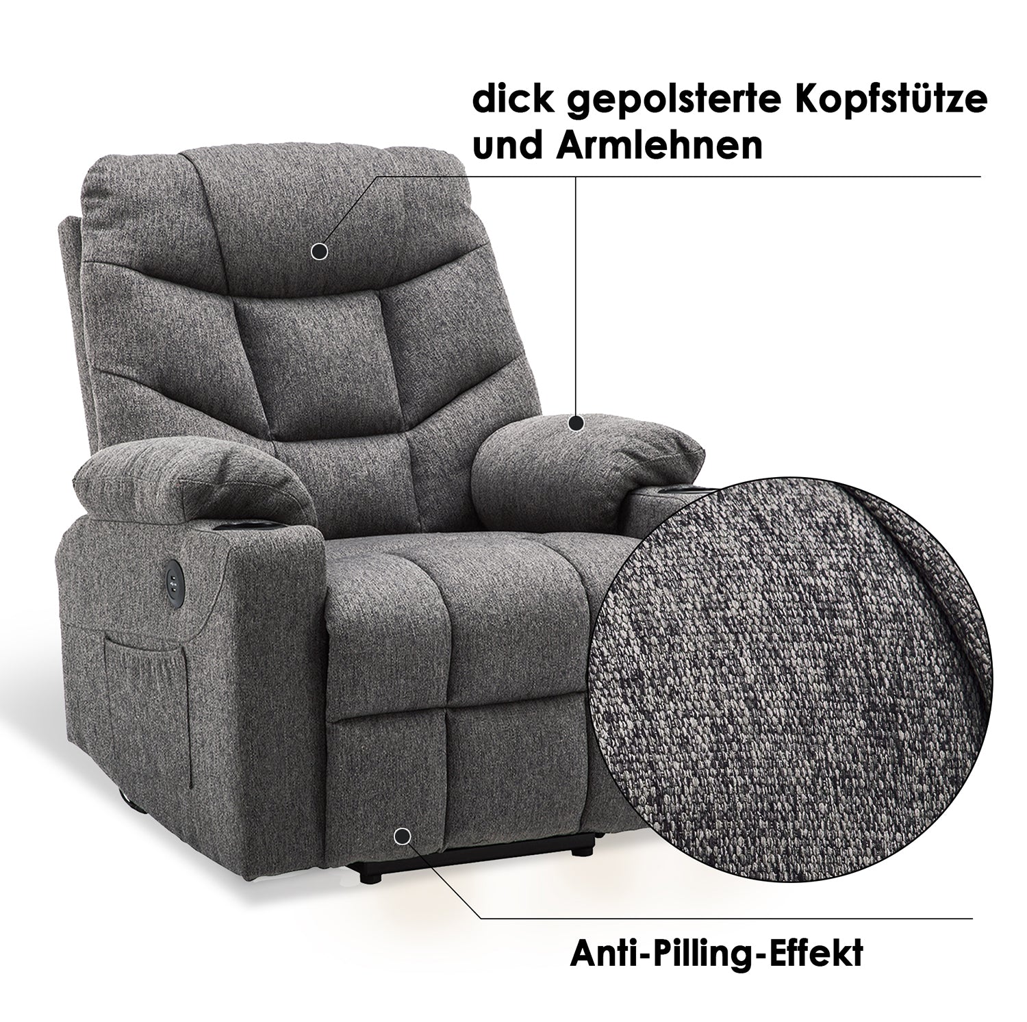 elektrische relaxfauteuil met sta-op hulp en USB 7286 – foto 13