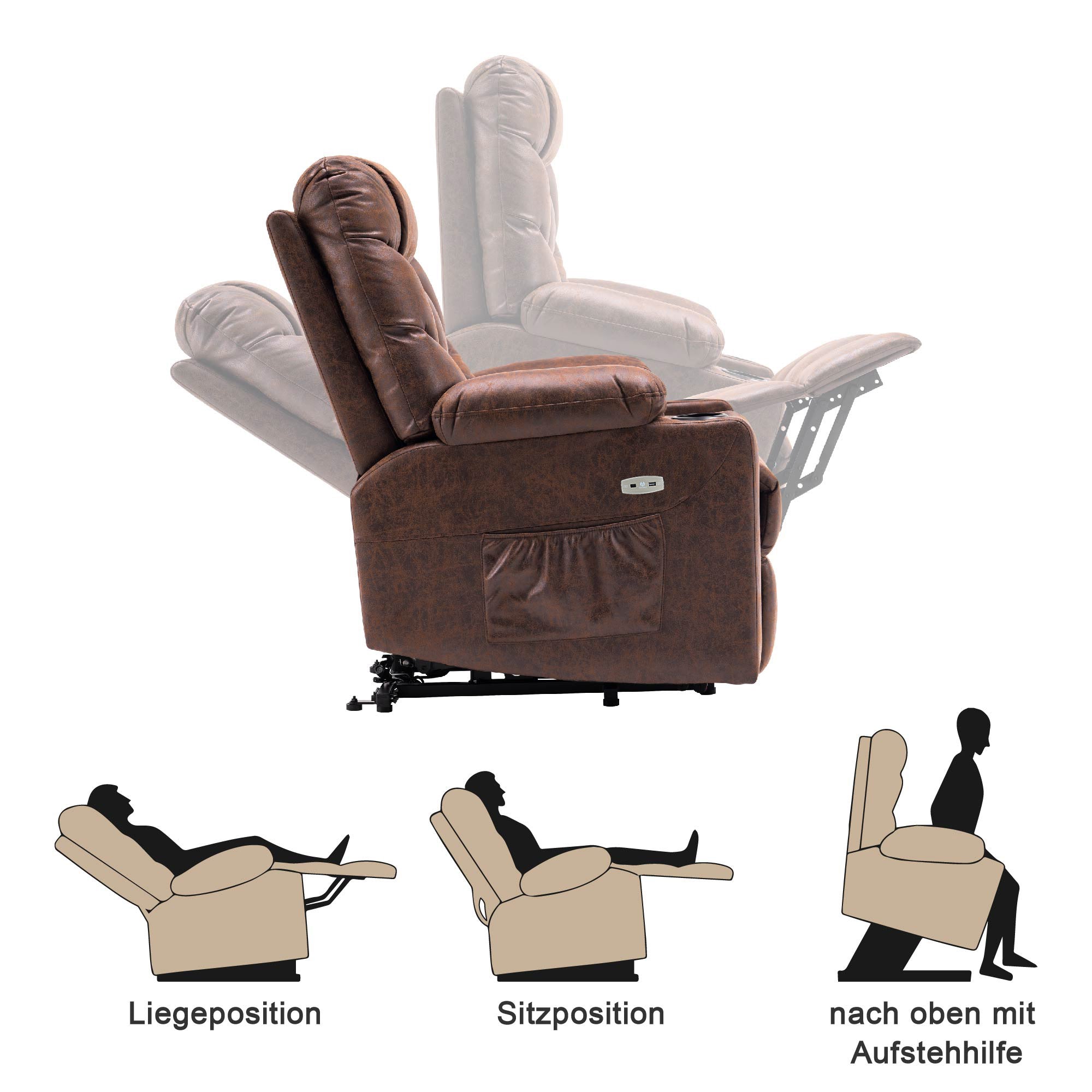 elektrische relaxfauteuil met sta-op hulp en USB 7286 – foto 7
