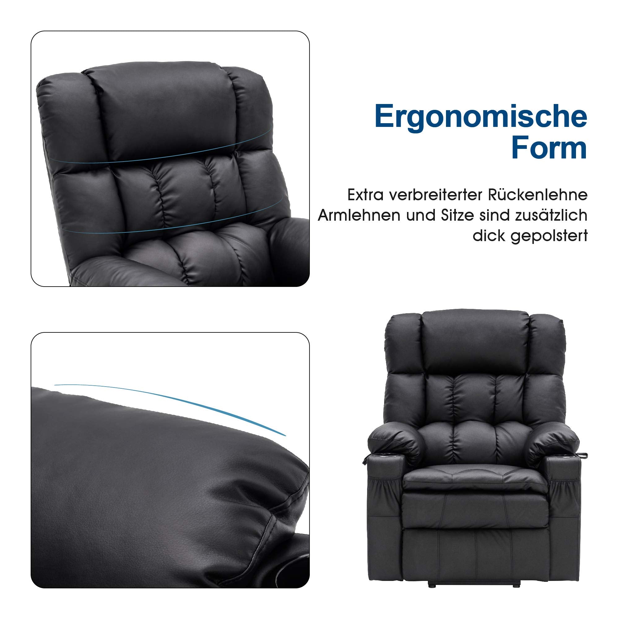 Elektrische Sta-op Relaxfauteuil 7546, 3 Motoren, USB, Tot 165° Ligstand – foto 13