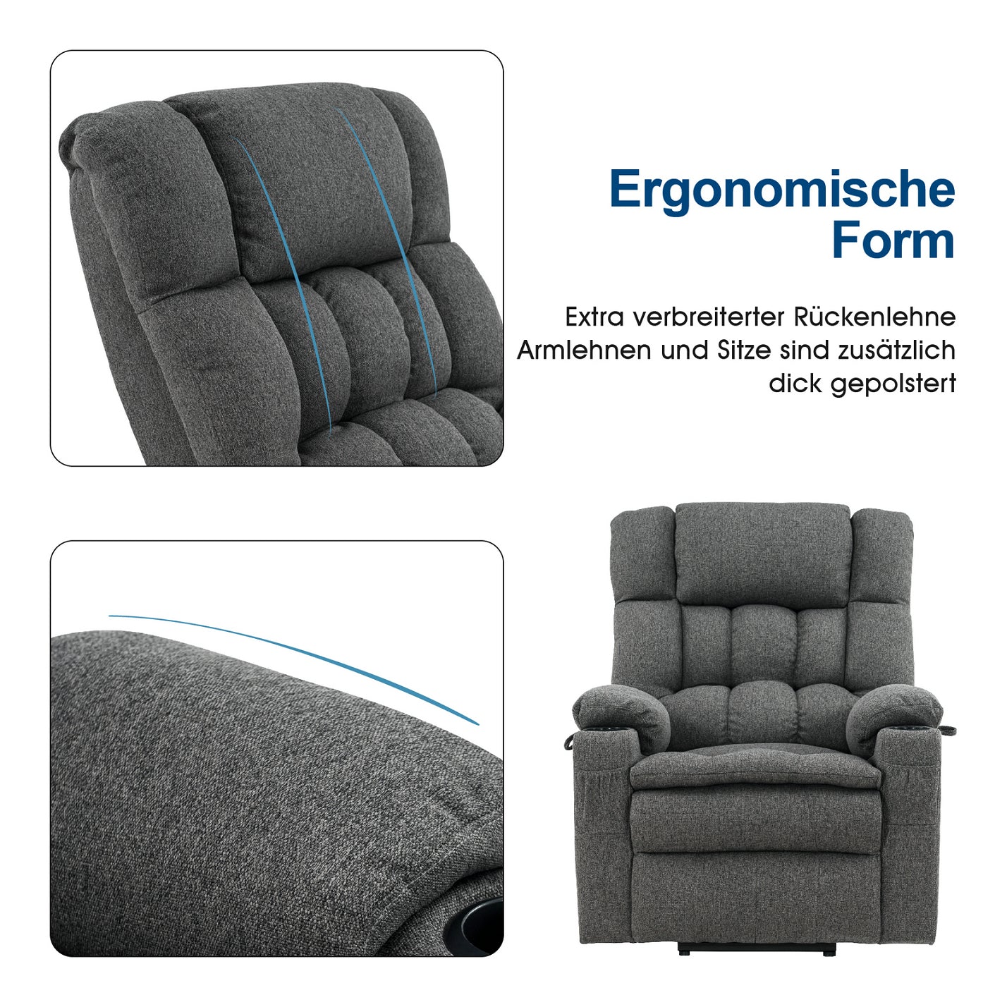 Elektrische Sta-op Relaxfauteuil 7546, 3 Motoren, USB, Tot 165° Ligstand – foto 22