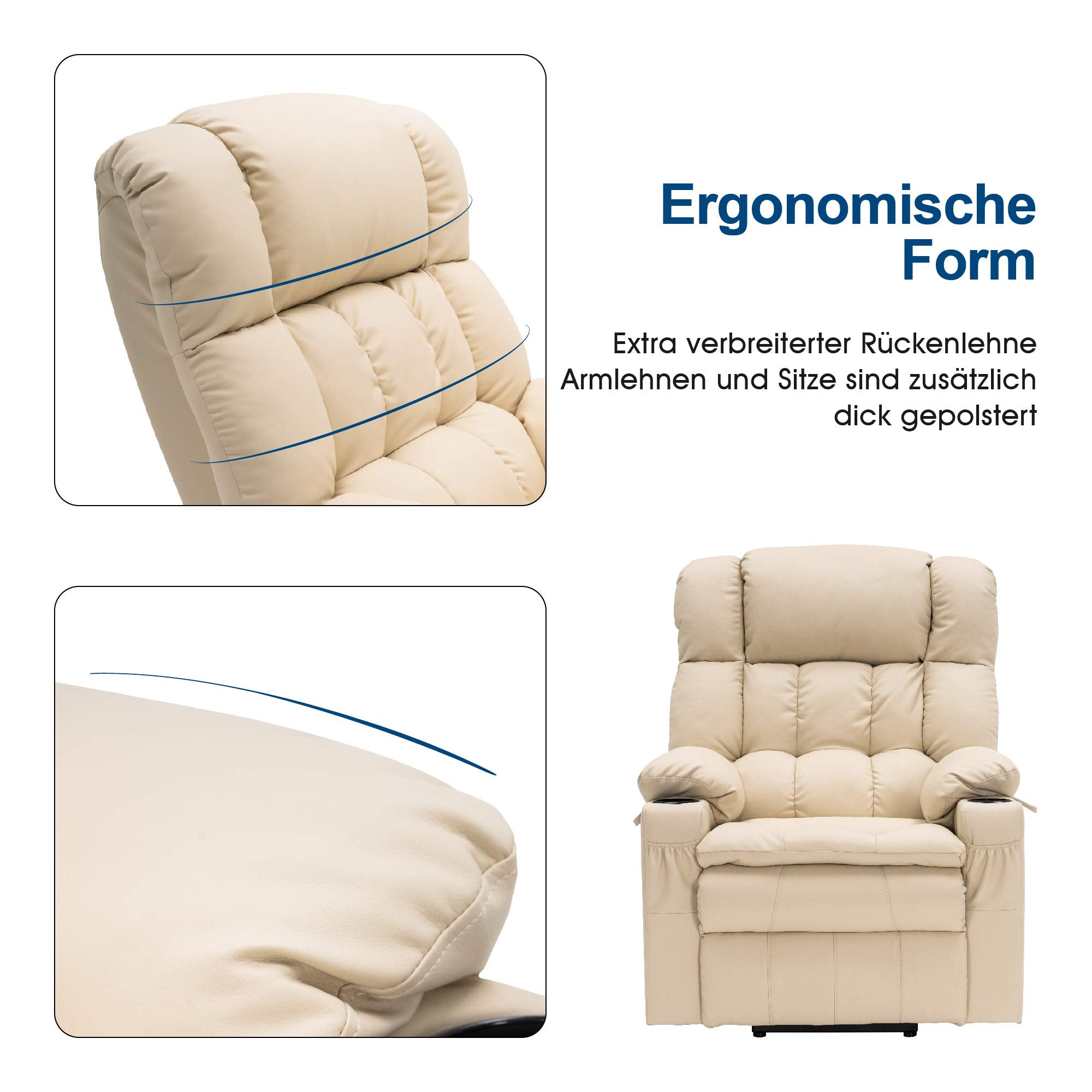 Elektrische Sta-op Relaxfauteuil 7546, 3 Motoren, USB, Tot 165° Ligstand – foto 6