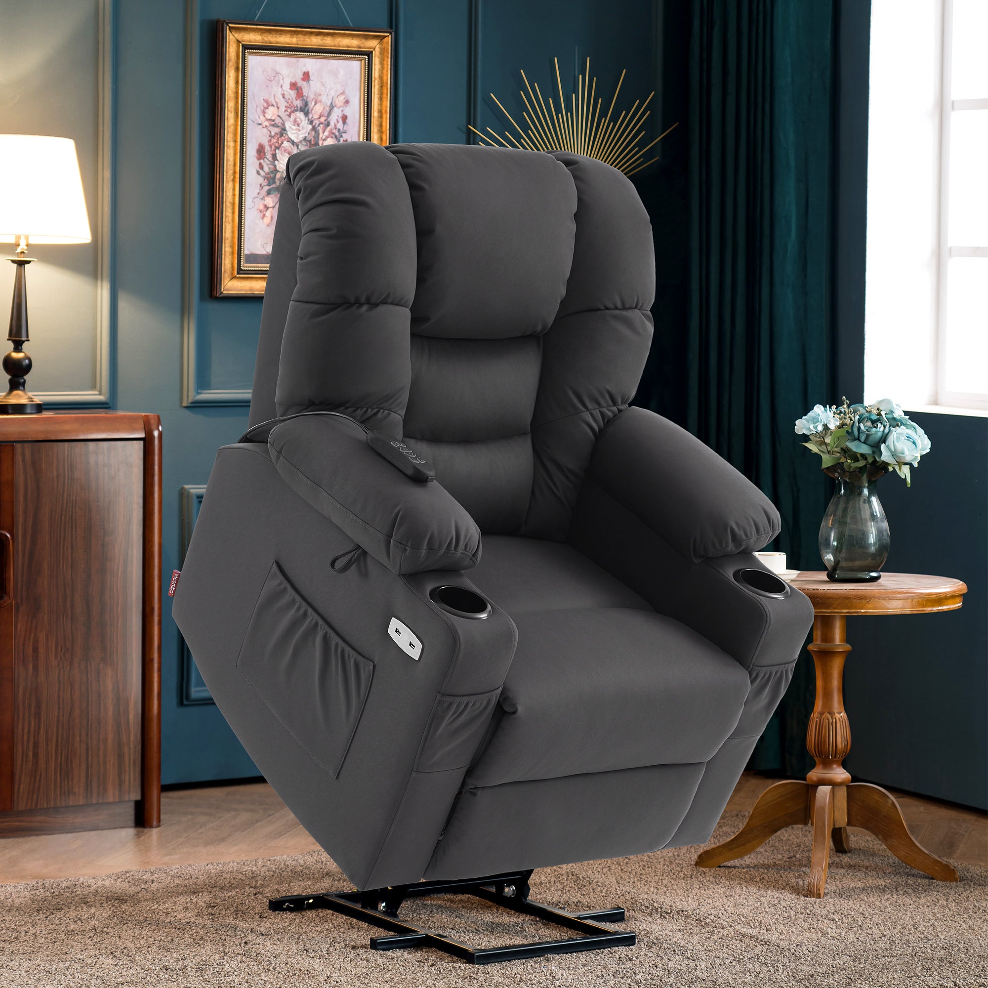 elektrische relaxfauteuil met sta-op hulp, 3 motoren, ligstand, USB – foto 2