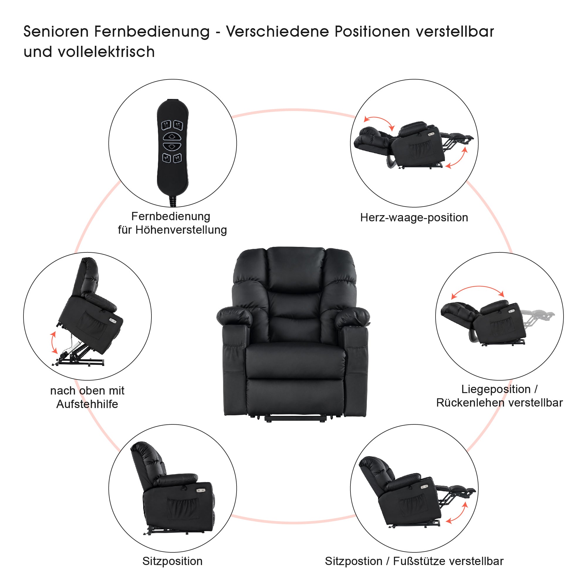 elektrische relaxfauteuil met sta-op hulp, 3 motoren, ligstand, USB – foto 19