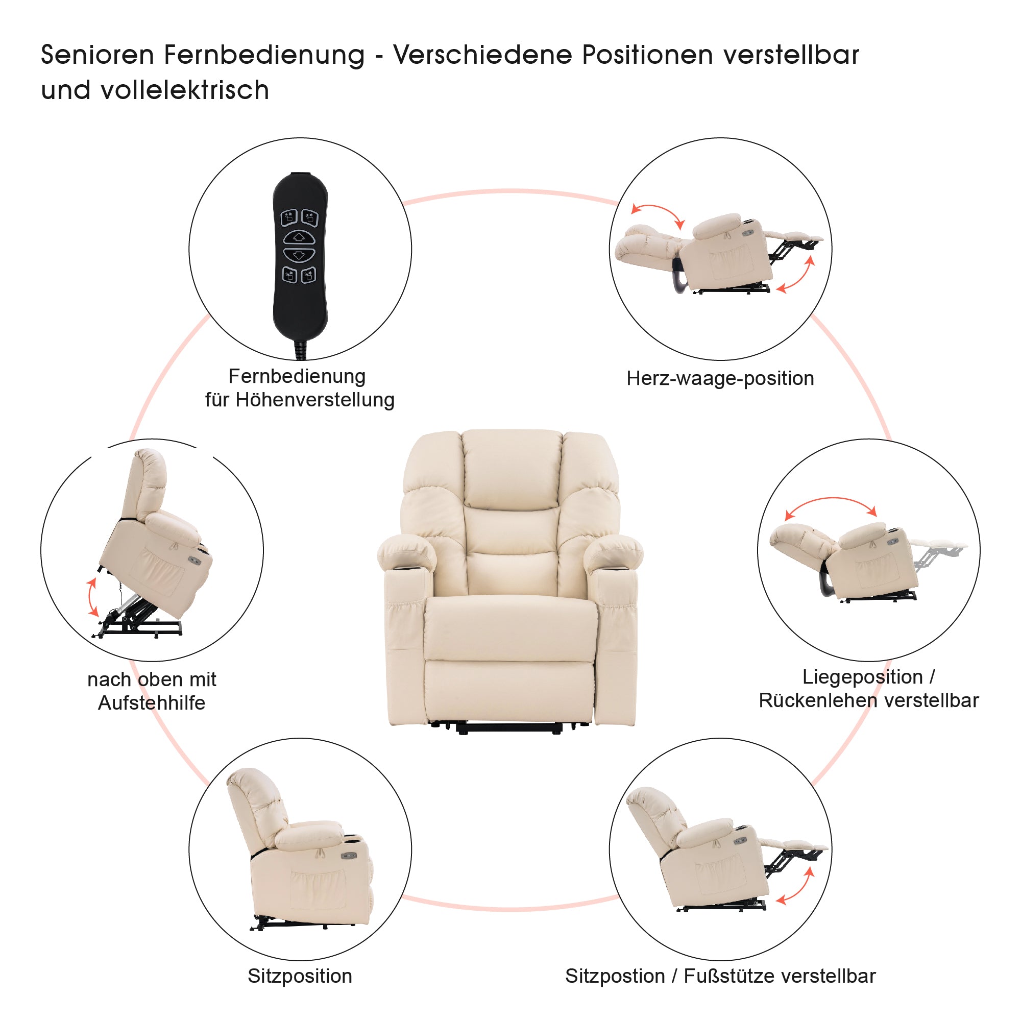 elektrische relaxfauteuil met sta-op hulp, 3 motoren, ligstand, USB – foto 31