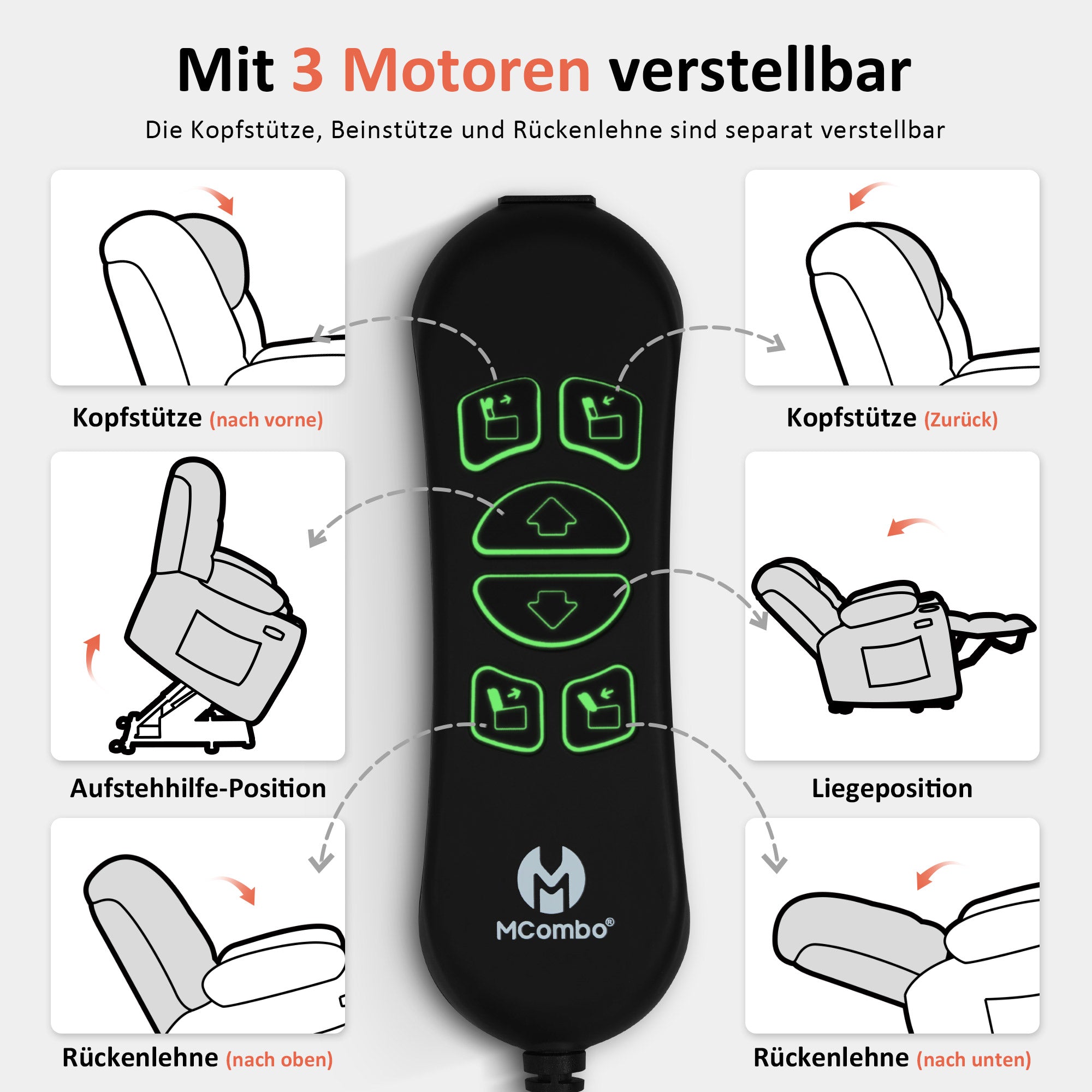 elektrische relaxfauteuil met sta-op hulp, 3 motoren, ligstand, USB – foto 51