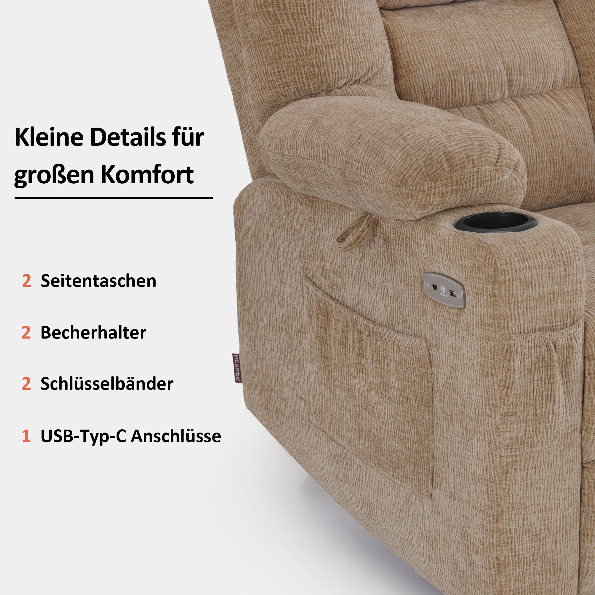 elektrische relaxfauteuil met sta-op hulp, 3 motoren, ligstand, USB – foto 54