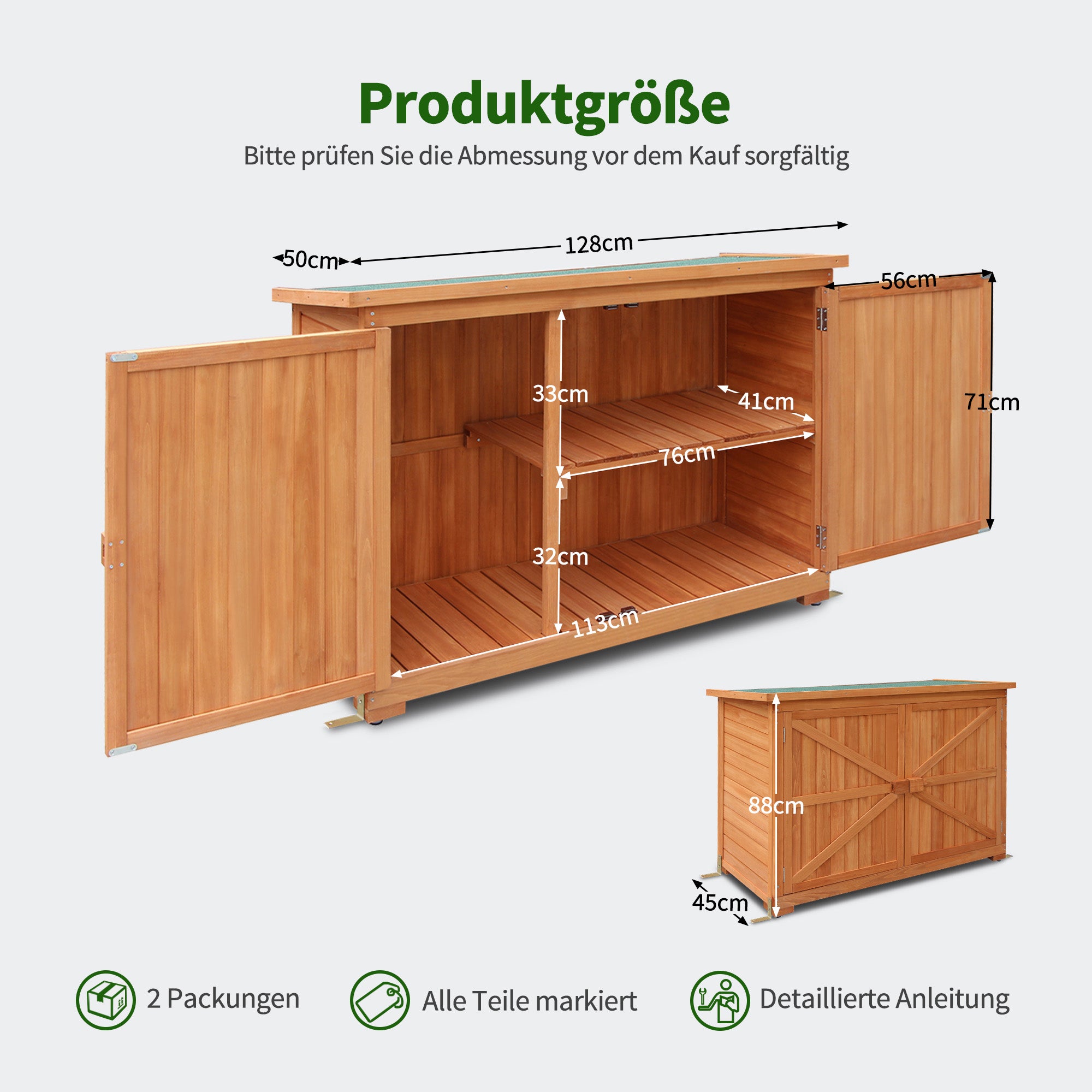 Tuinkast Outdoor Schuur Gereedschapskast Hout 1280 – foto 3