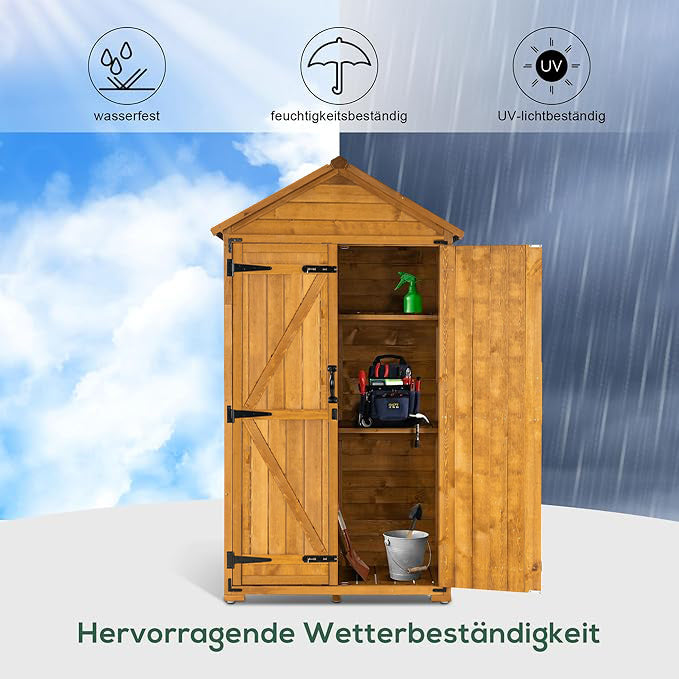 Tuingereedschapskast Opbergkast Tuinbox met Zadeldak Hout Grijs/Natuur 1000 – foto 15