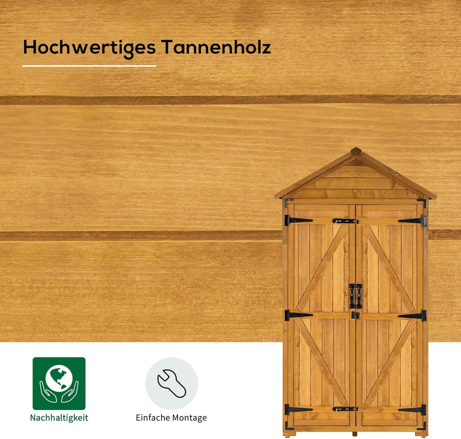 Tuingereedschapskast Opbergkast Tuinbox met Zadeldak Hout Grijs/Natuur 1000 – foto 16