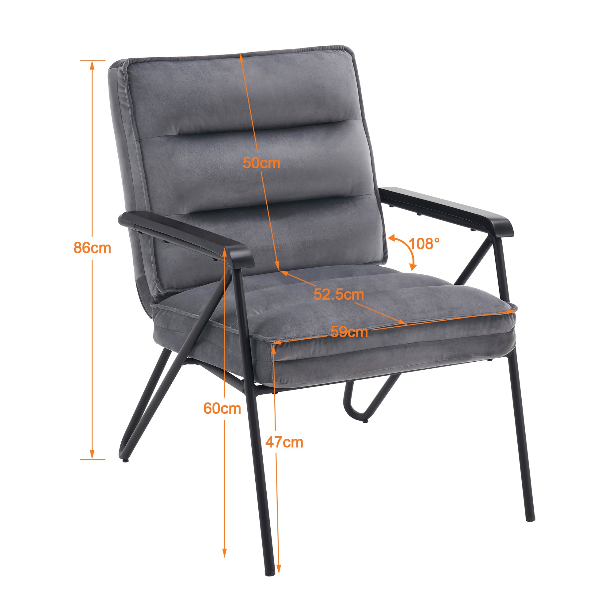 Grijze Relaxfauteuil met Hocker, Comfortabele Gestoffeerde Stoel, Samt – foto 12