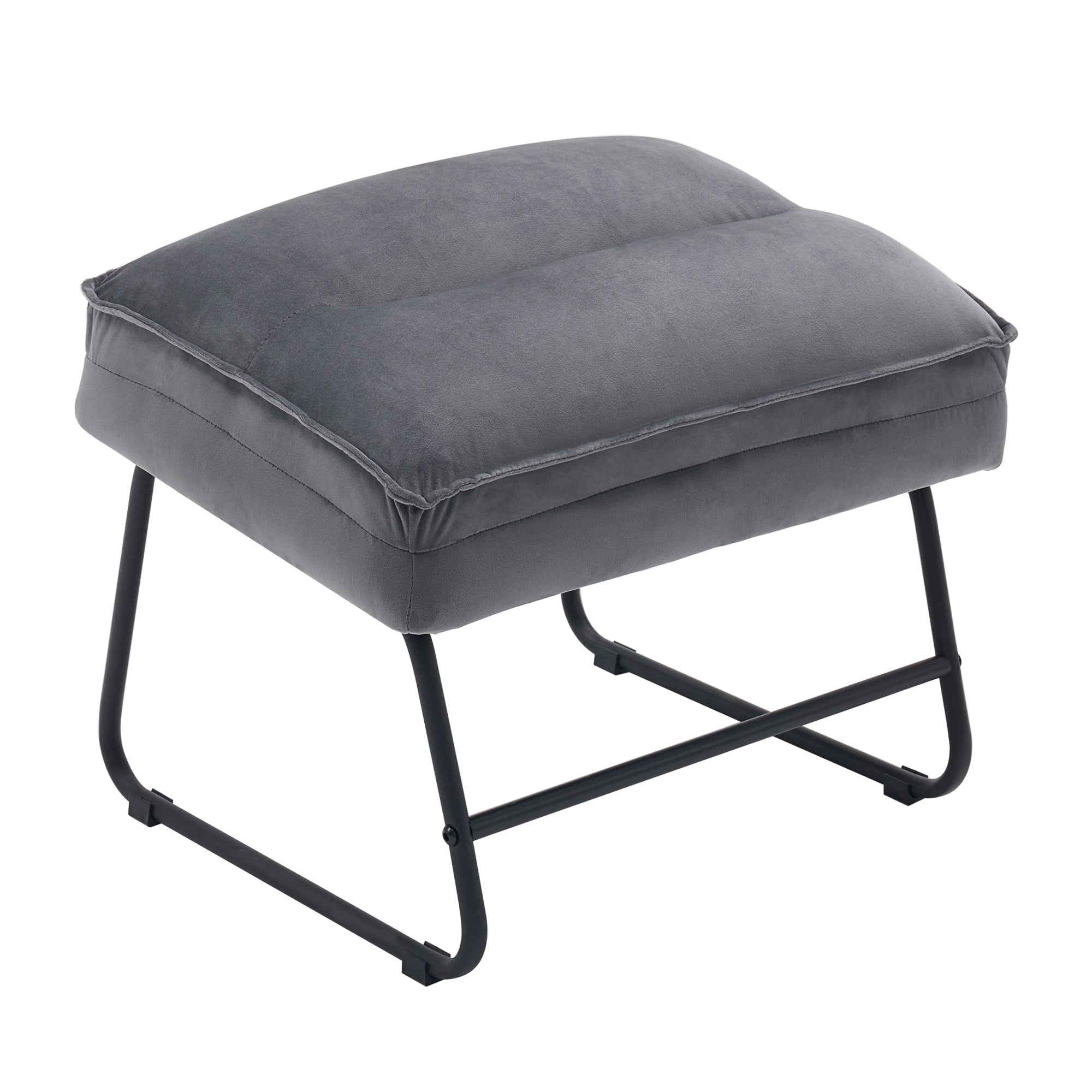 Grijze Relaxfauteuil met Hocker, Comfortabele Gestoffeerde Stoel, Samt – foto 14