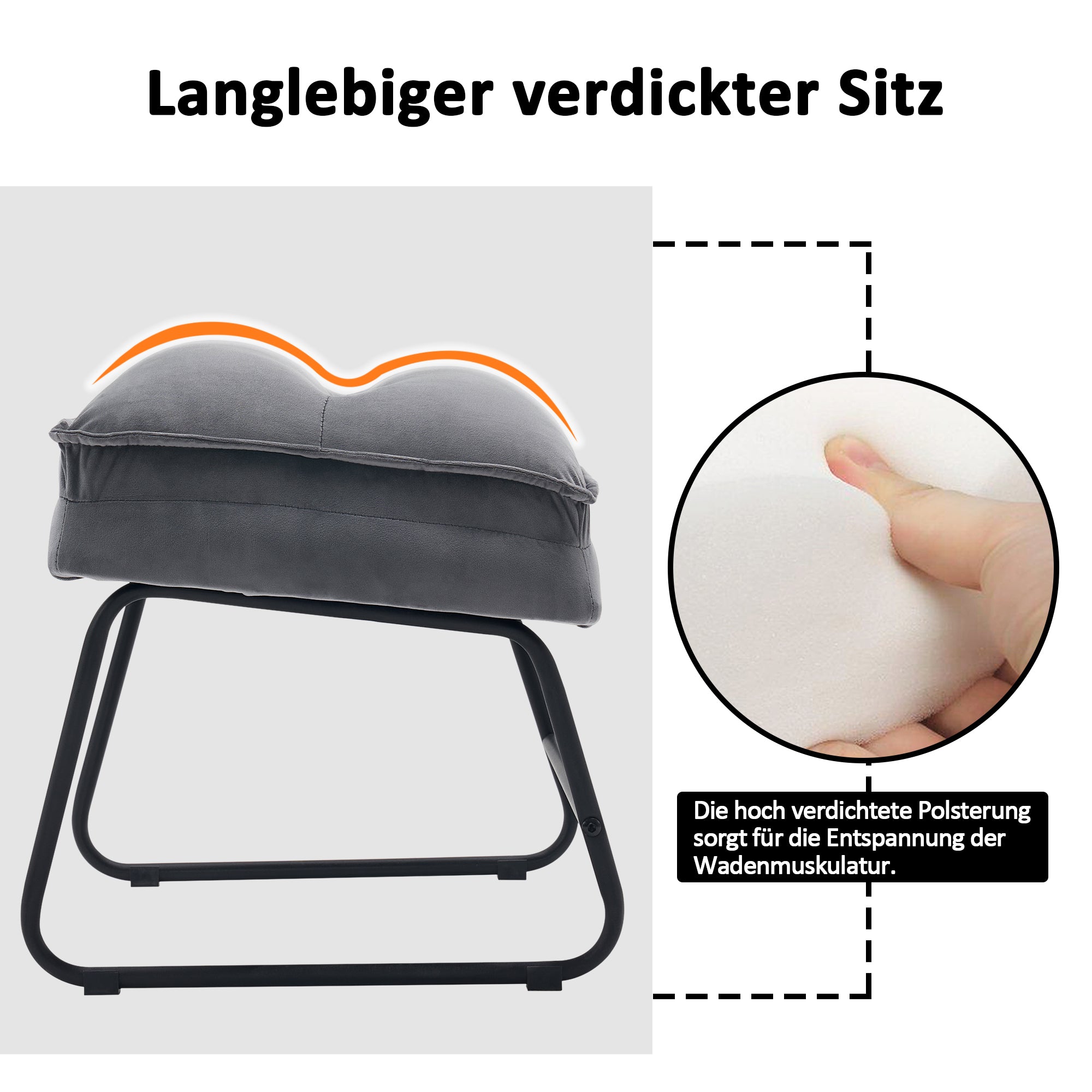 Grijze Relaxfauteuil met Hocker, Comfortabele Gestoffeerde Stoel, Samt – foto 15
