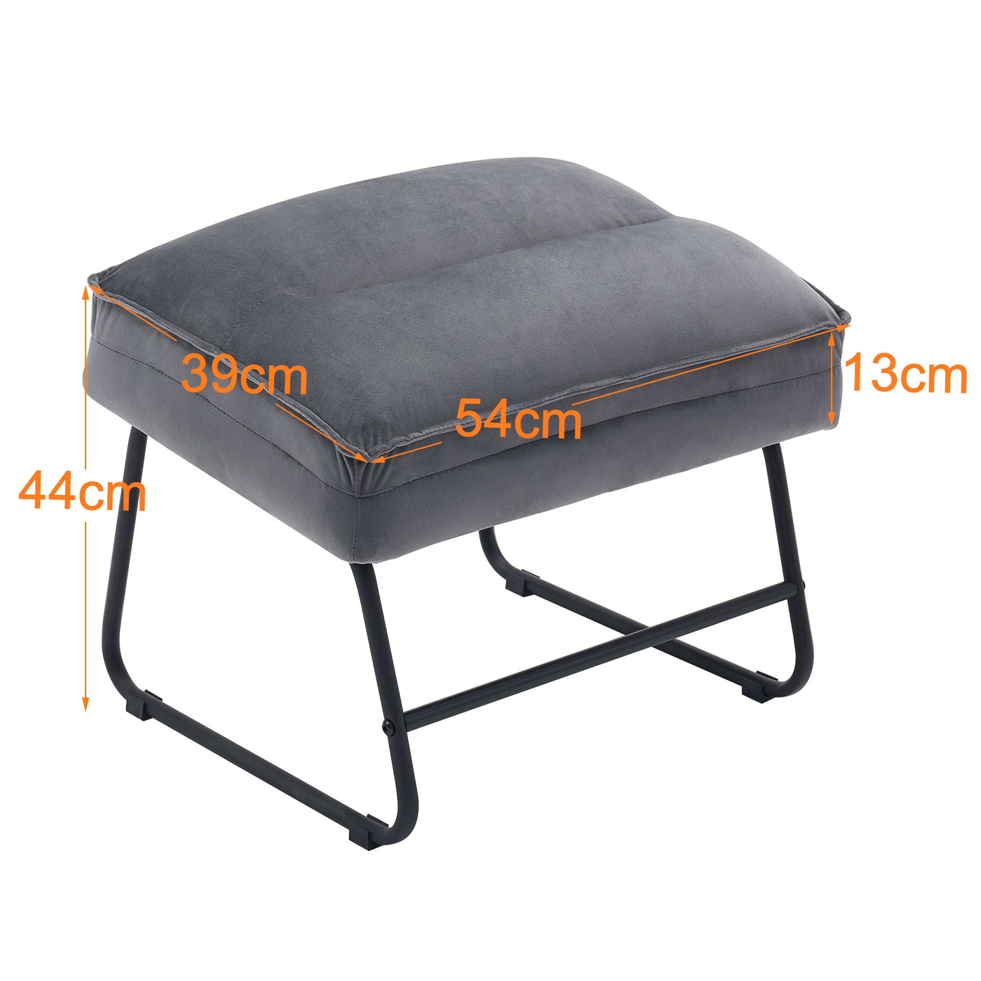 Grijze Relaxfauteuil met Hocker, Comfortabele Gestoffeerde Stoel, Samt – foto 18