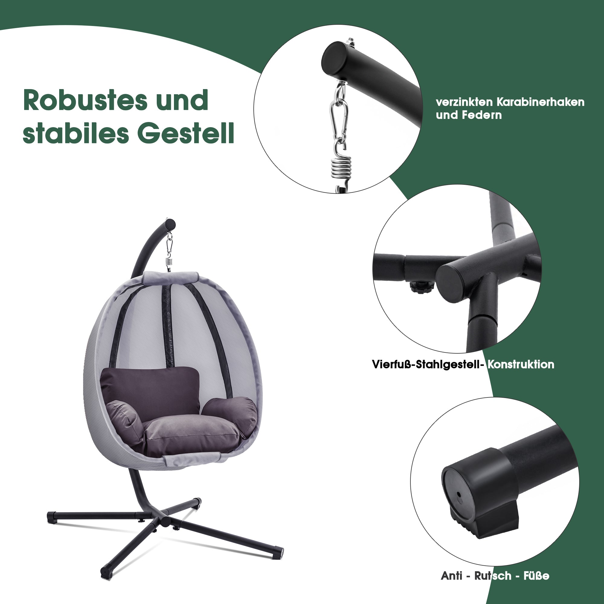 Hangstoel Schommelstoel Korf inclusief Frame Hangkorf Kussen 8072 – foto 3