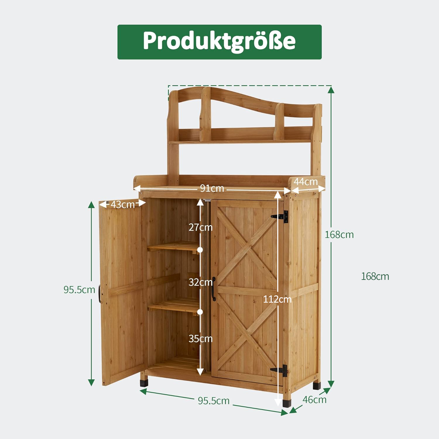Houten Plantentafel outdoor weerbestendig, Tuiniers werktafel met werkblad – foto 6
