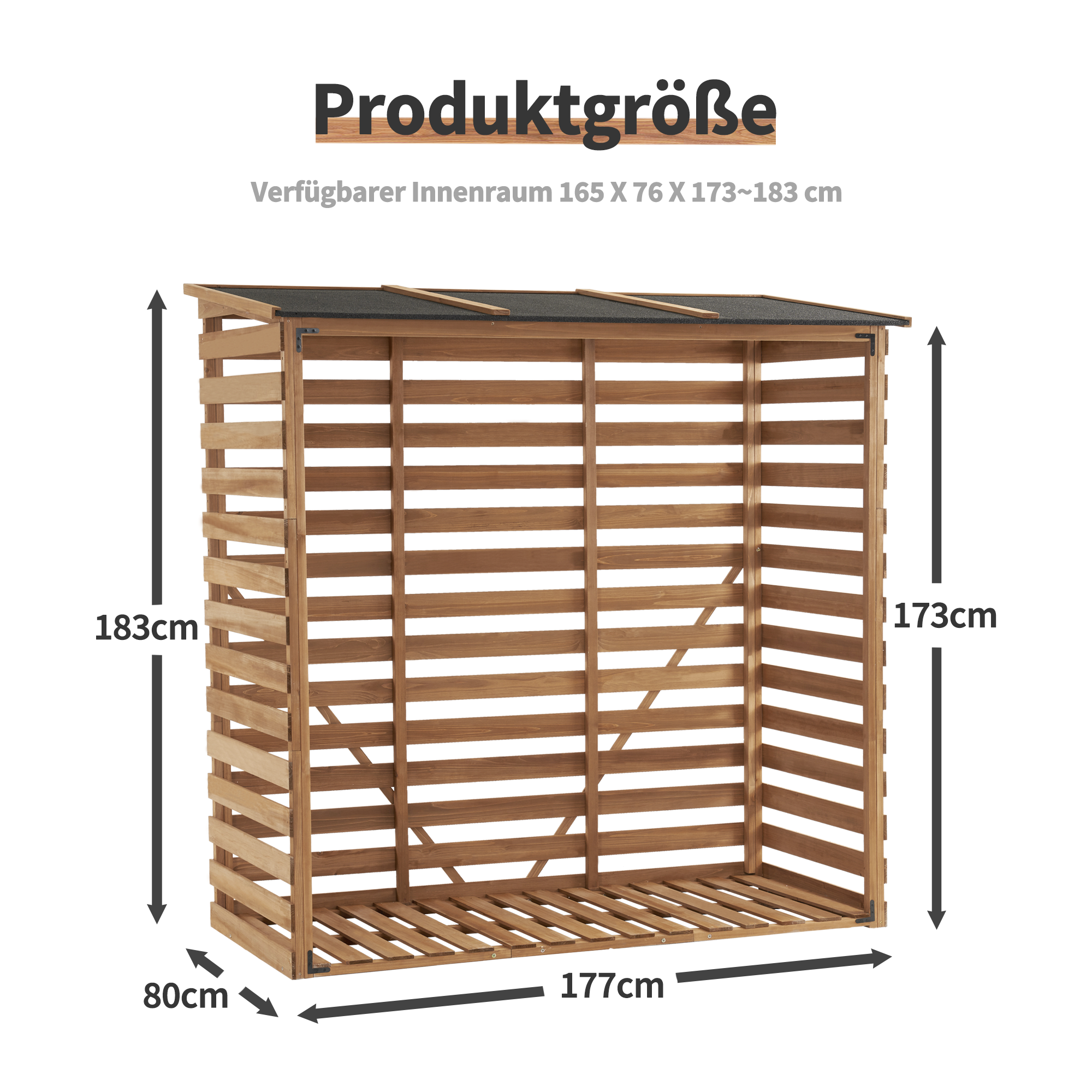Houten Houtopslag, Buitenhaardhoutrek met rugwand, afdak met waterdichte hoes, 1202/1200/1213 – foto 15