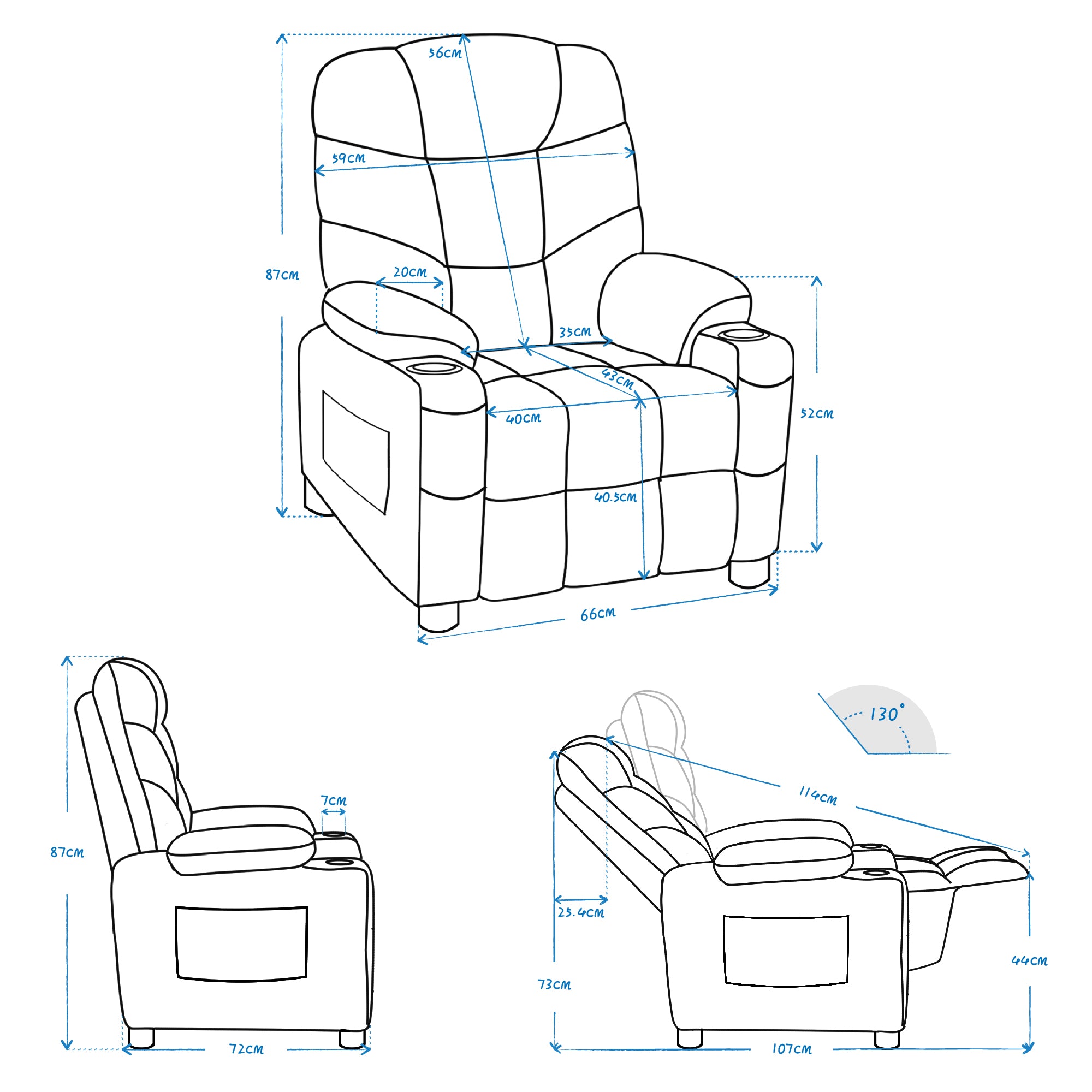 Kinderfauteuil Jeugd- en Kindersofa Kinderstoel met Ligfunctie 7355 – foto 5