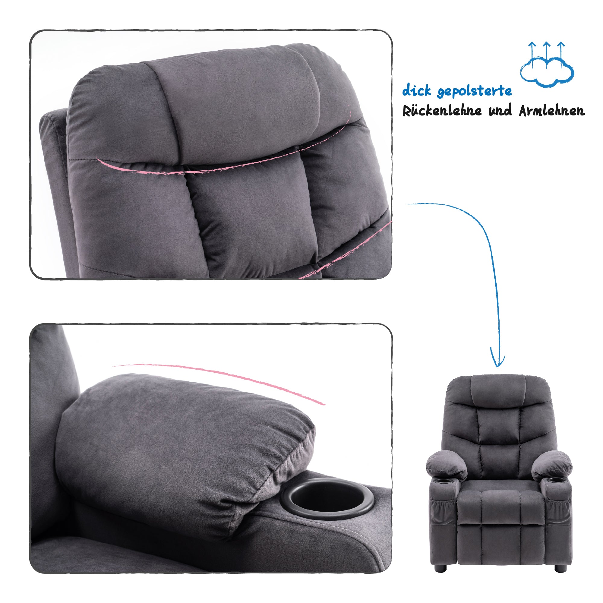 Kinderfauteuil Jeugd- en Kindersofa Kinderstoel met Ligfunctie 7355 – foto 7