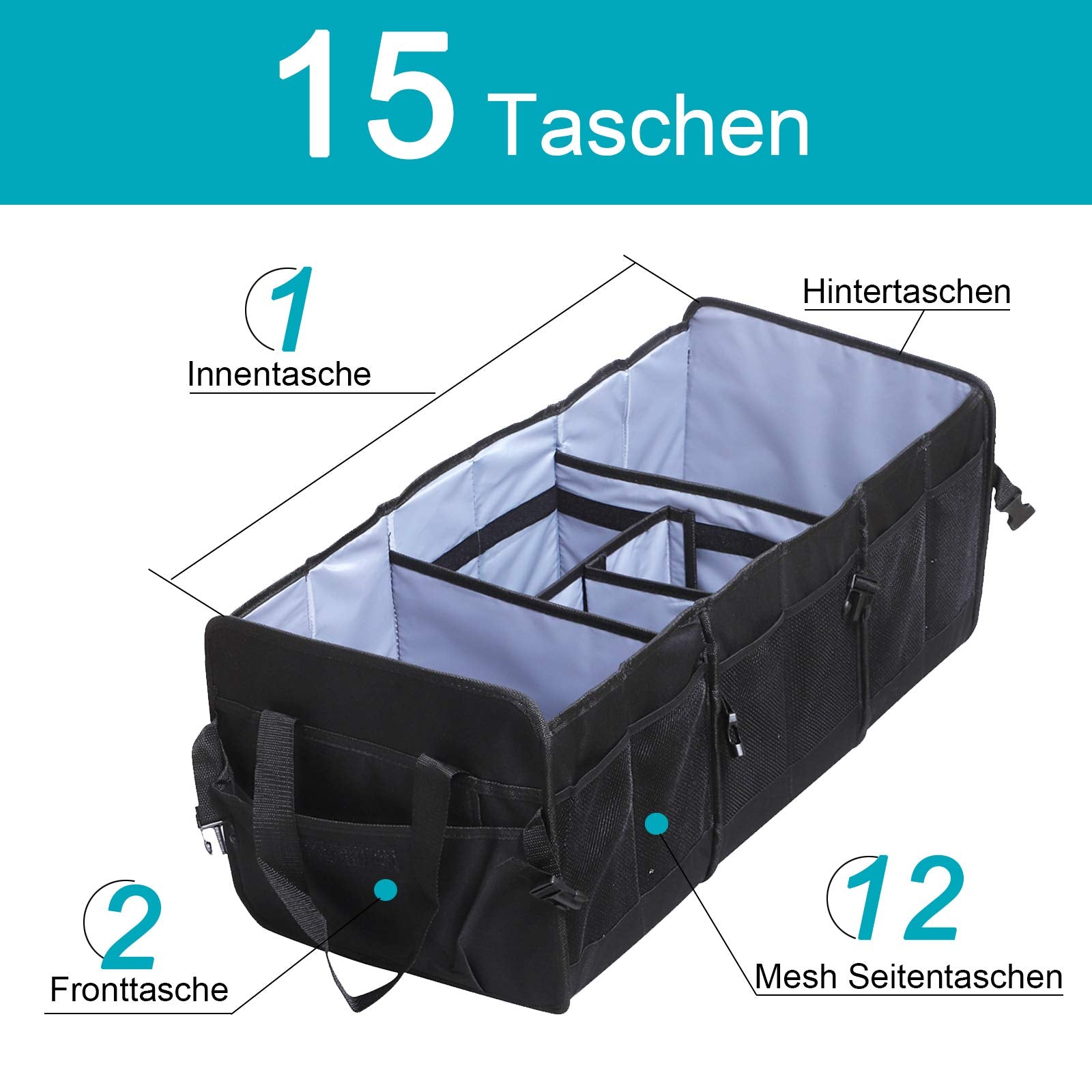 opvouwbare kofferbak organizer van Oxfordstof OG01 – foto 3