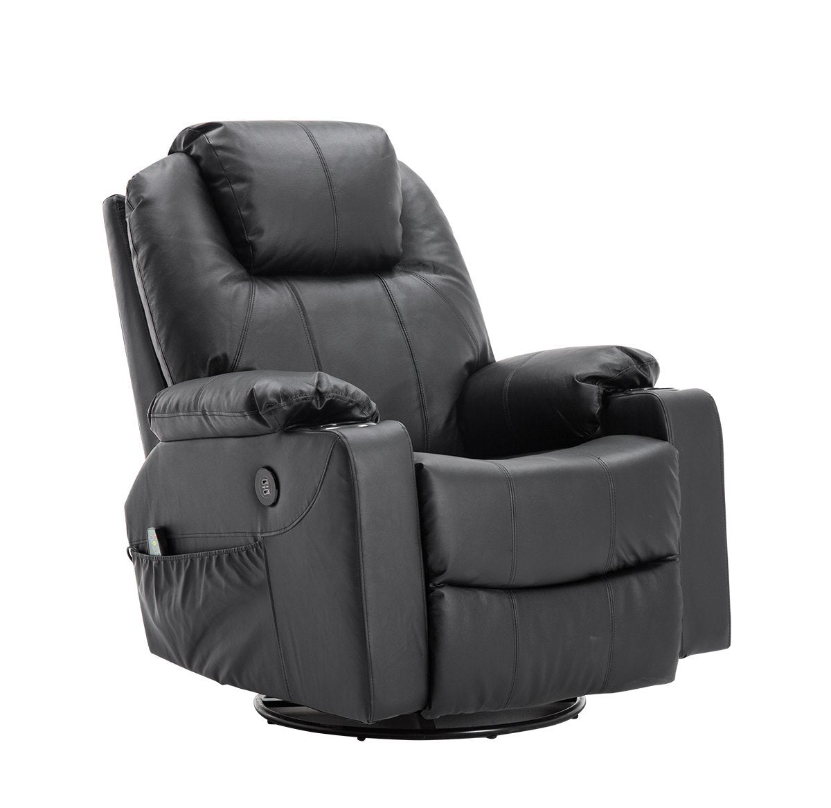 Massagestoel Relaxfauteuil Draai+Schommel handmatig verstelbaar Echtleer 7050 – foto 1