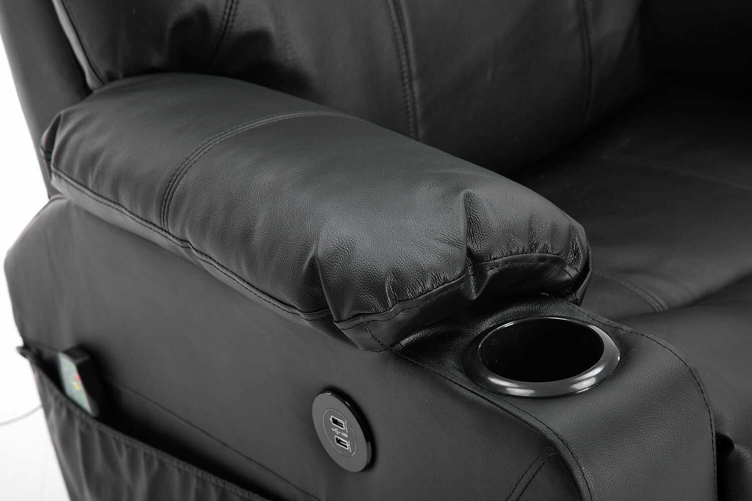 Massagestoel Relaxfauteuil Draai+Schommel handmatig verstelbaar Echtleer 7050 – foto 12
