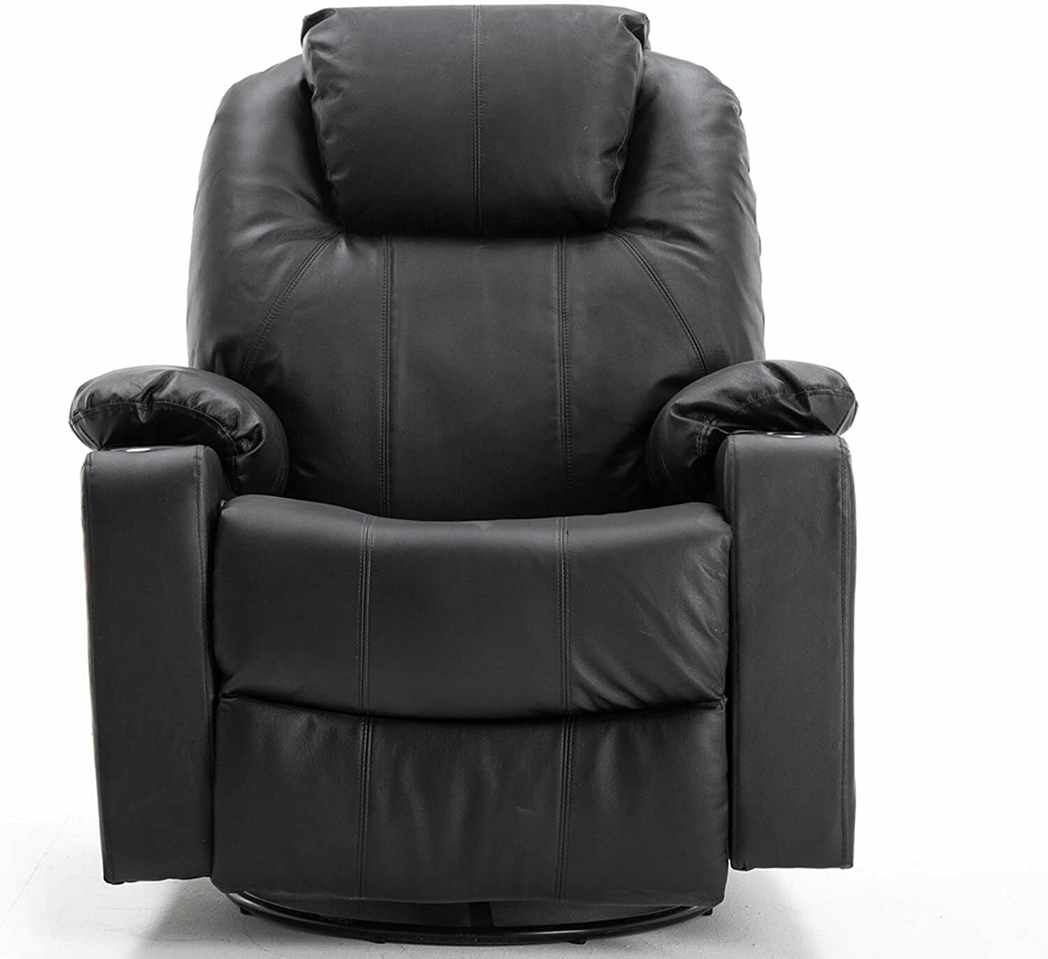 Massagestoel Relaxfauteuil Draai+Schommel handmatig verstelbaar Echtleer 7050 – foto 3