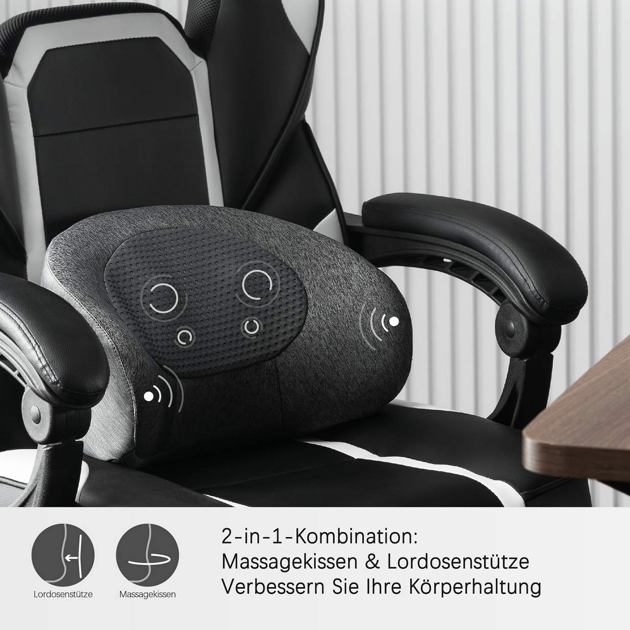 Shiatsu massagekussen, ergonomisch, draadloos oplaadbaar met warmtefunctie – foto 4