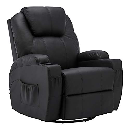 Massagestoel Relaxfauteuil 7020, verwarmd, 360° draaibaar, schommel, handmatig verstelbaar – foto 1