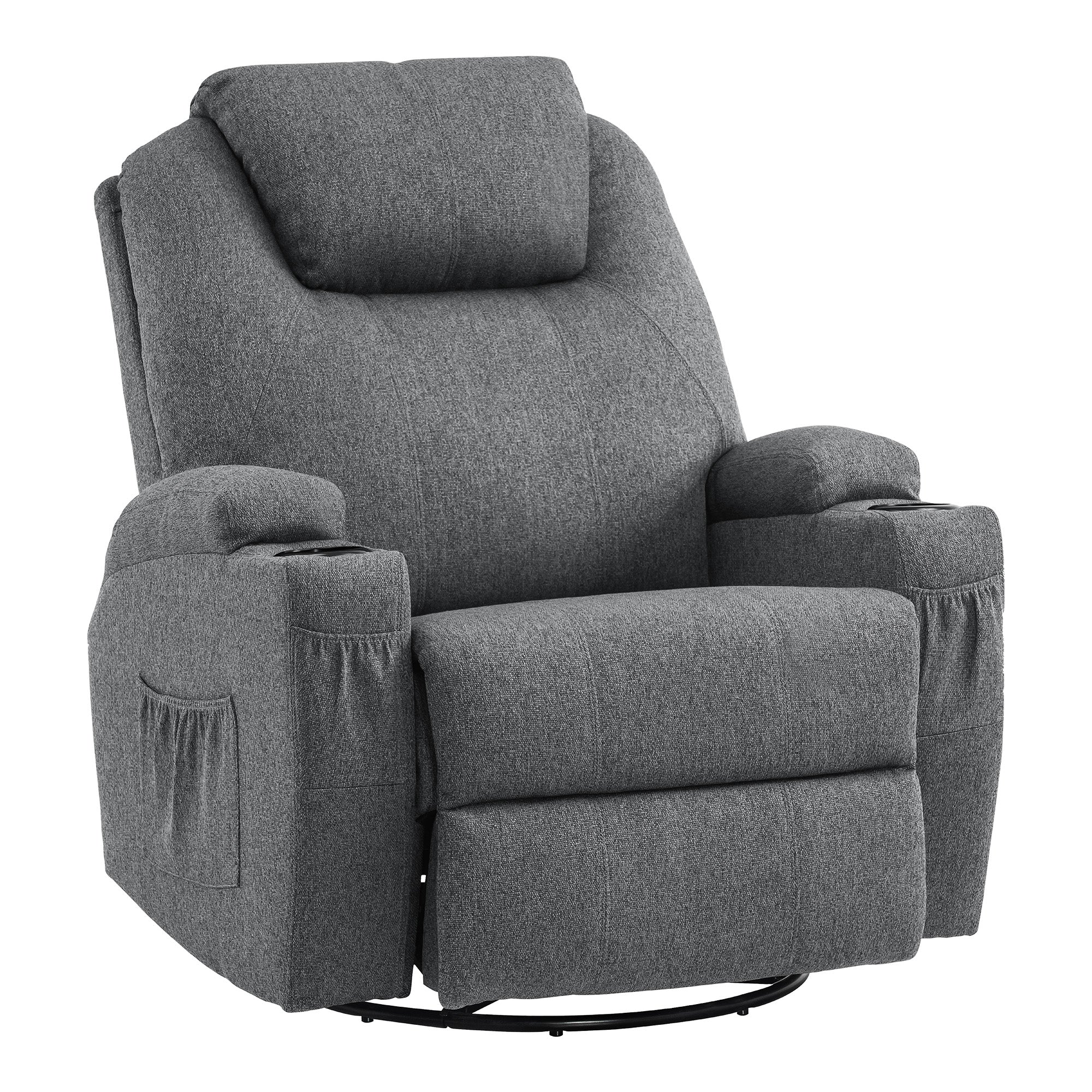 Massagestoel Relaxfauteuil 7020, verwarmd, 360° draaibaar, schommel, handmatig verstelbaar – foto 19