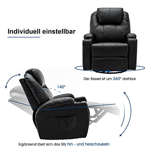 Massagestoel Relaxfauteuil 7020, verwarmd, 360° draaibaar, schommel, handmatig verstelbaar – foto 7