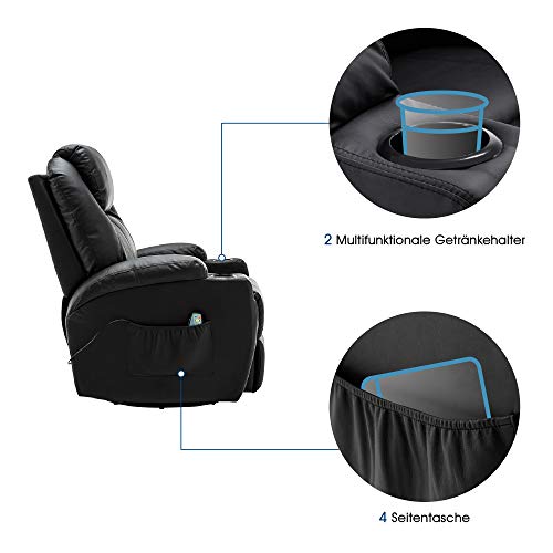 Massagestoel Relaxfauteuil 7020, verwarmd, 360° draaibaar, schommel, handmatig verstelbaar – foto 8