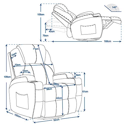 Massagestoel Relaxfauteuil 7020, verwarmd, 360° draaibaar, schommel, handmatig verstelbaar – foto 9
