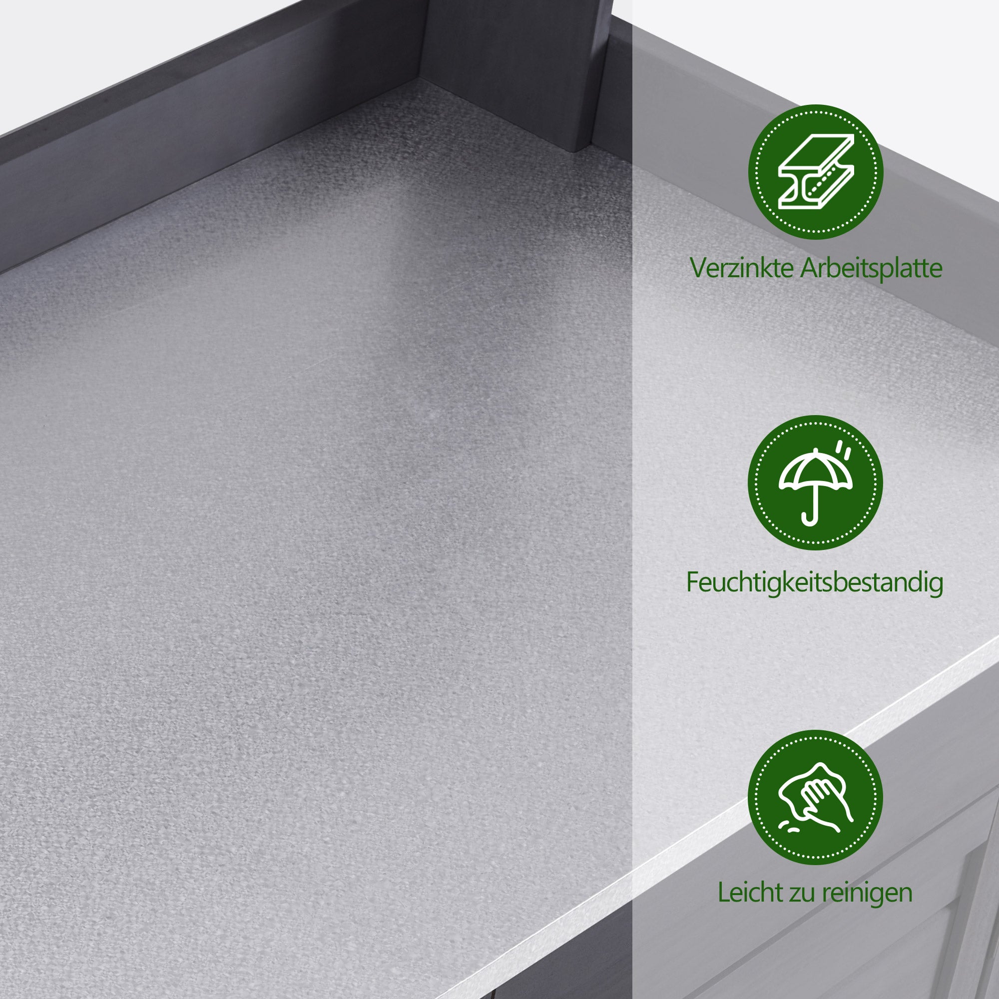 Plantentafel met Lade, Opbergruimte, Verzinkt Werkblad & Kast, 0440 – foto 7