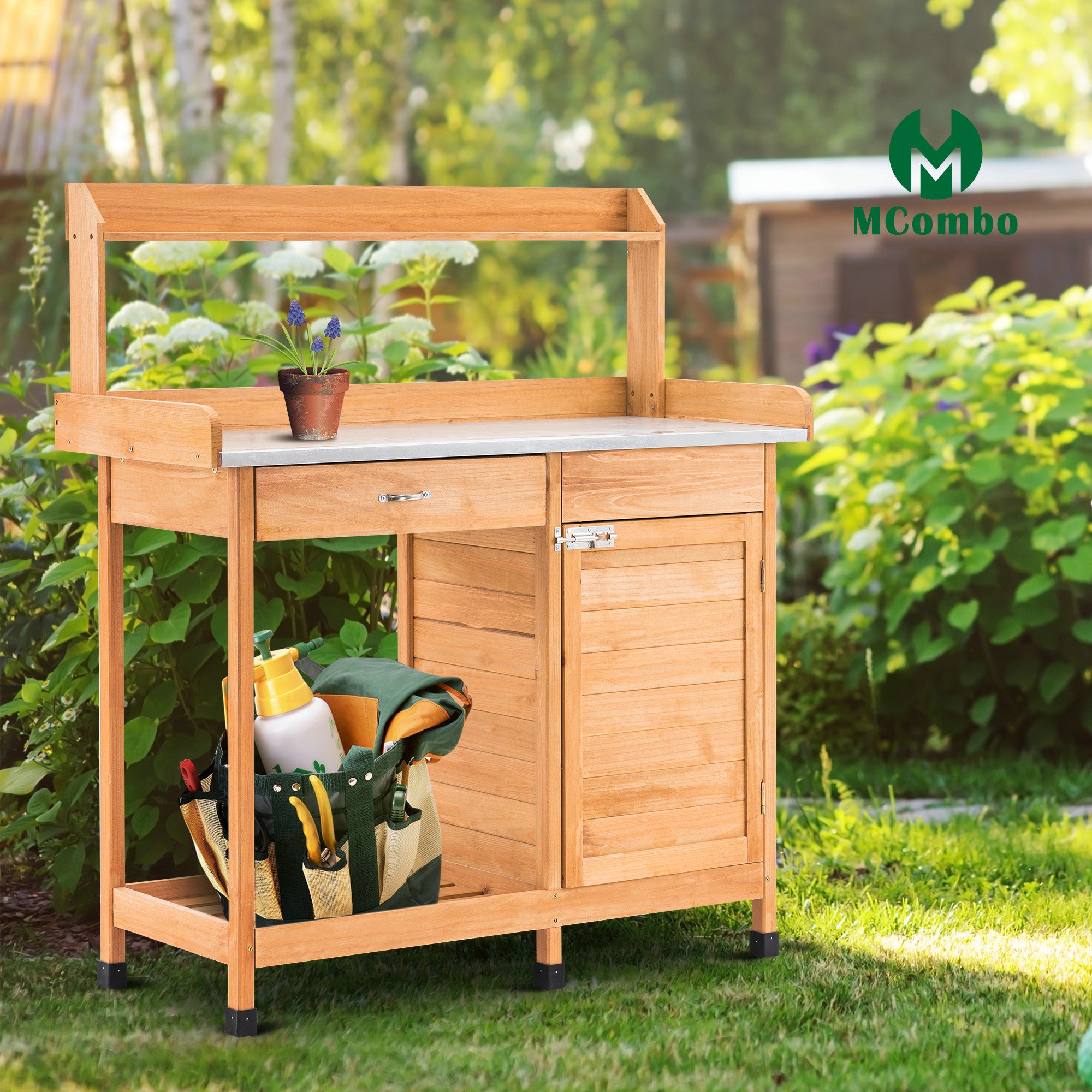 Plantentafel met Lade, Opbergruimte, Verzinkt Werkblad & Kast, 0440 – foto 9