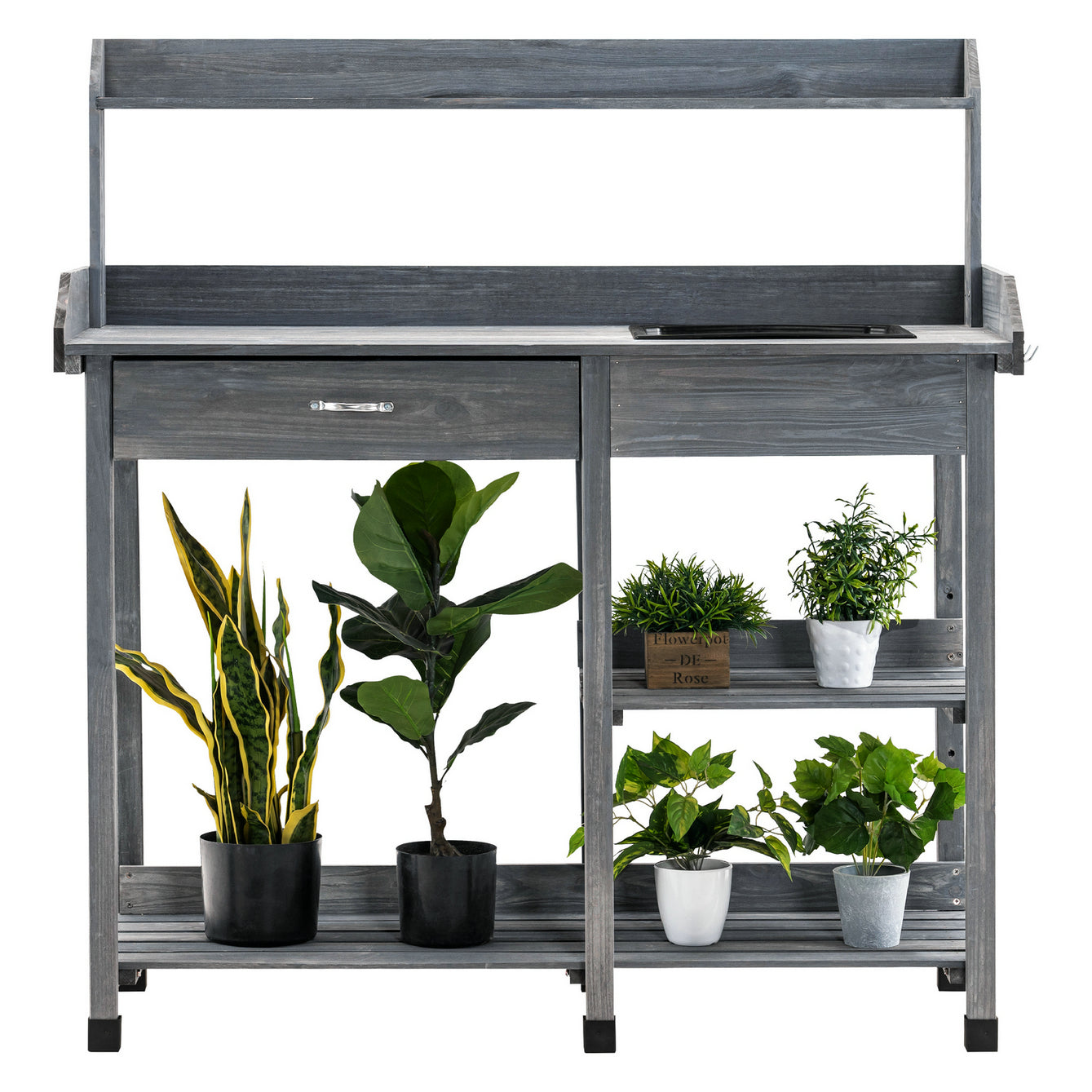 Plantentafel Bloementafel met Wastafel Houten Opbergrek 0458 – foto 13