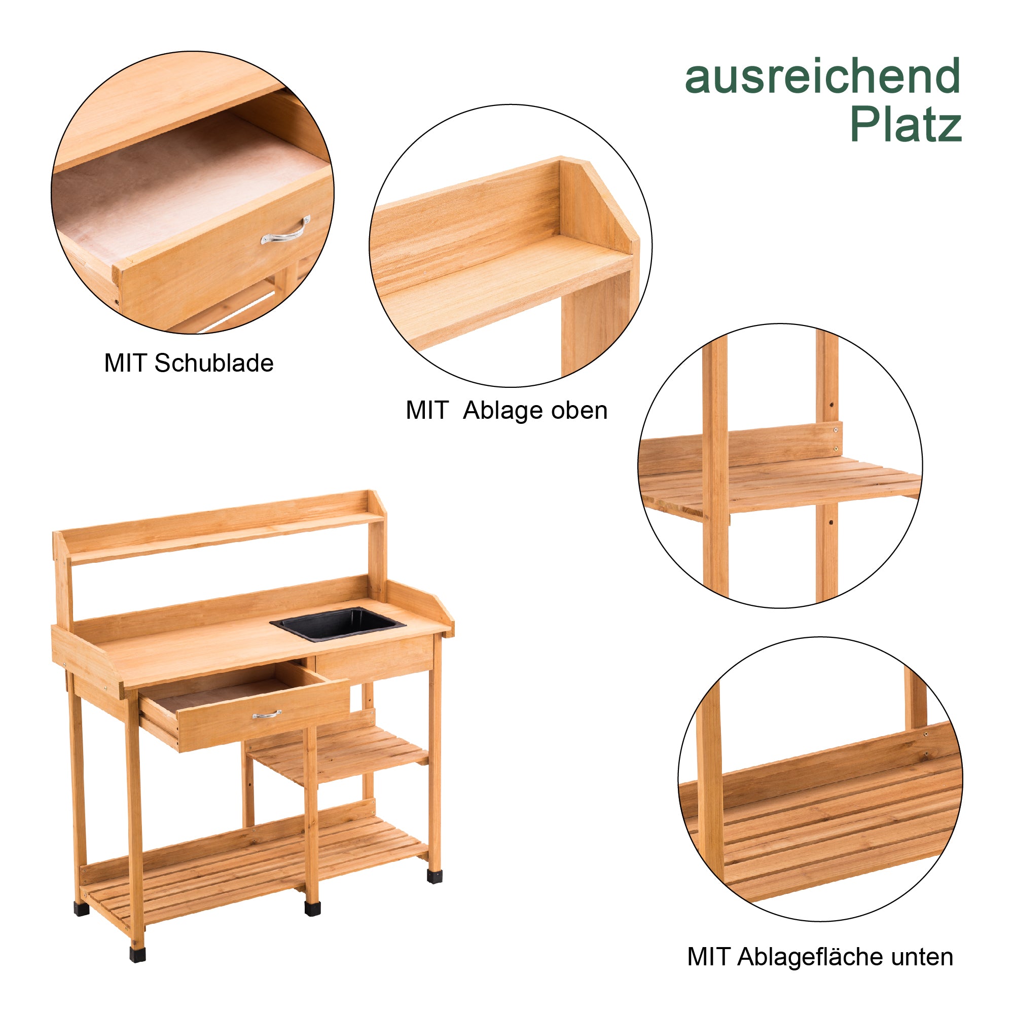 Plantentafel Bloementafel met Wastafel Houten Opbergrek 0458 – foto 5