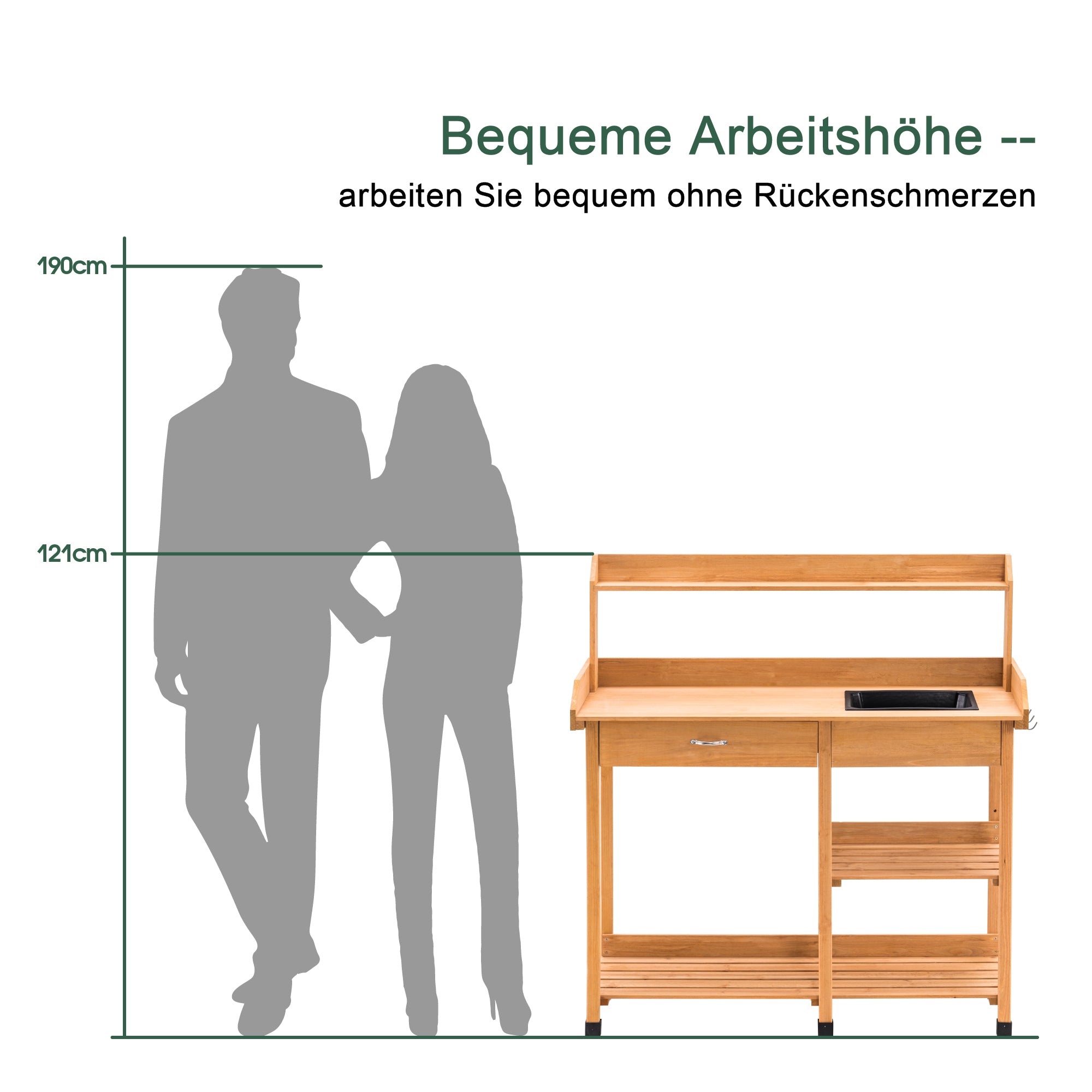 Plantentafel Bloementafel met Wastafel Houten Opbergrek 0458 – foto 9