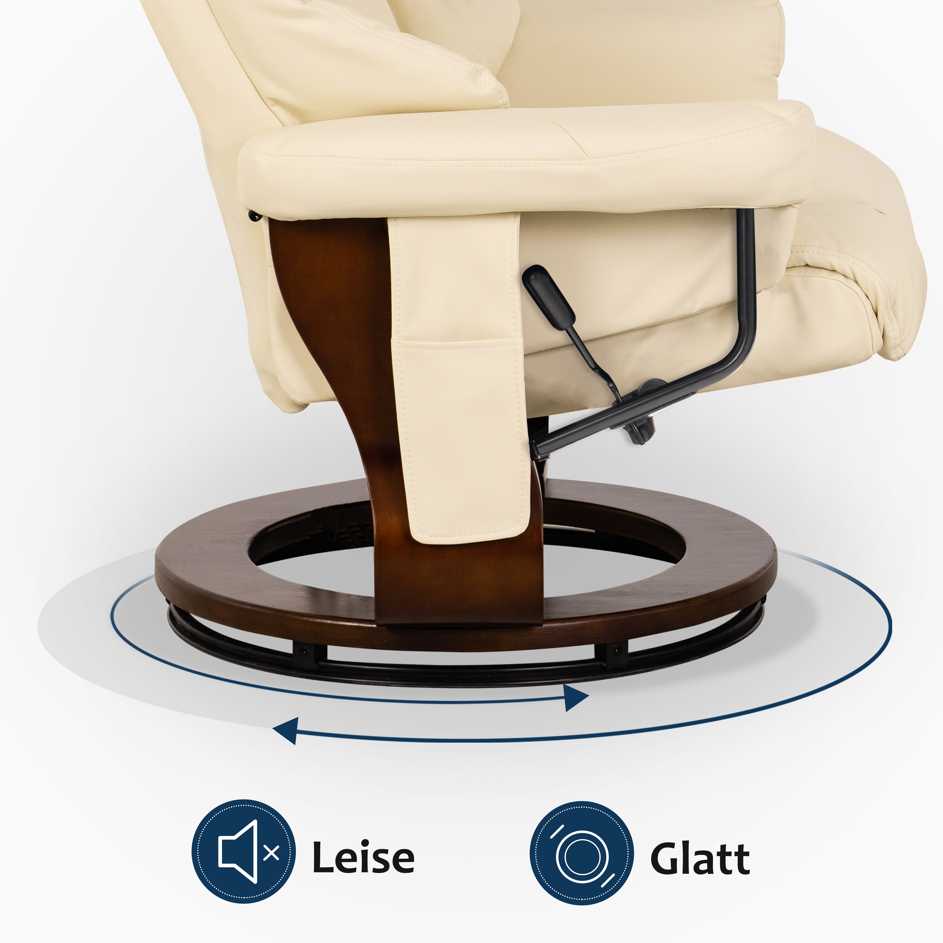 Massagestoel met Hocker, 360° Draaibaar, Relaxfauteuil met Ligfunctie, 9068 – foto 11