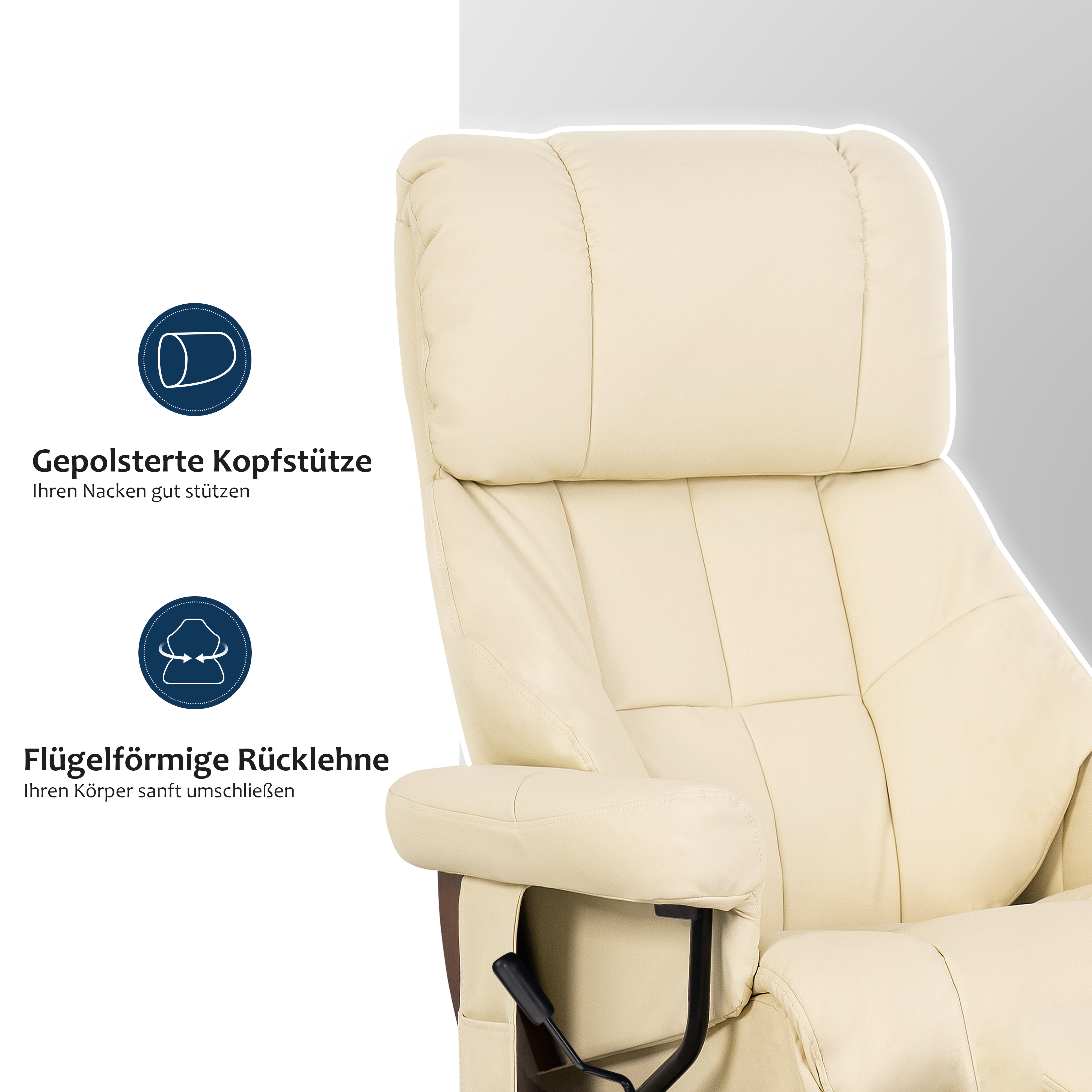 Massagestoel met Hocker, 360° Draaibaar, Relaxfauteuil met Ligfunctie, 9068 – foto 12