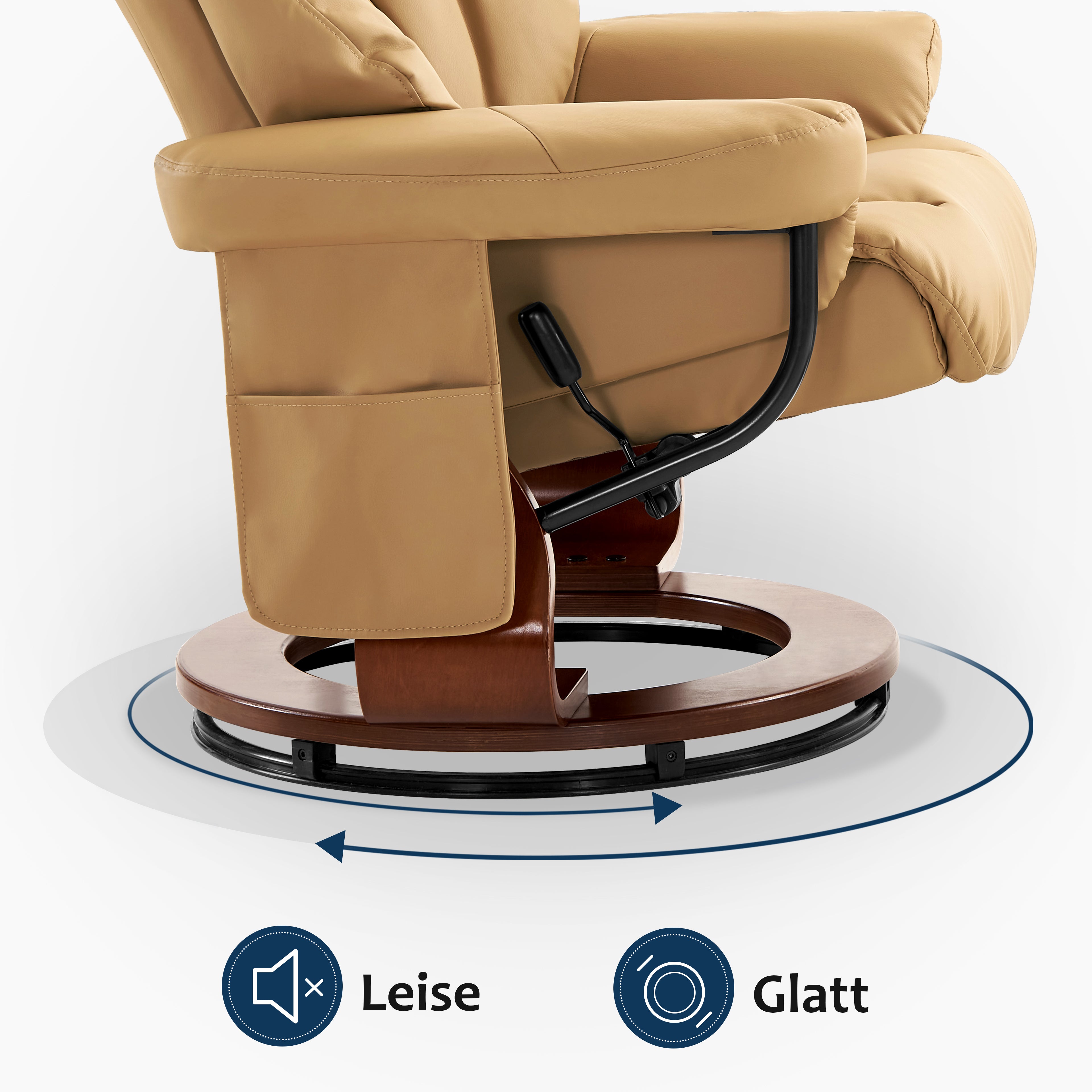 Massagestoel met Hocker, 360° Draaibaar, Relaxfauteuil met Ligfunctie, 9068 – foto 18
