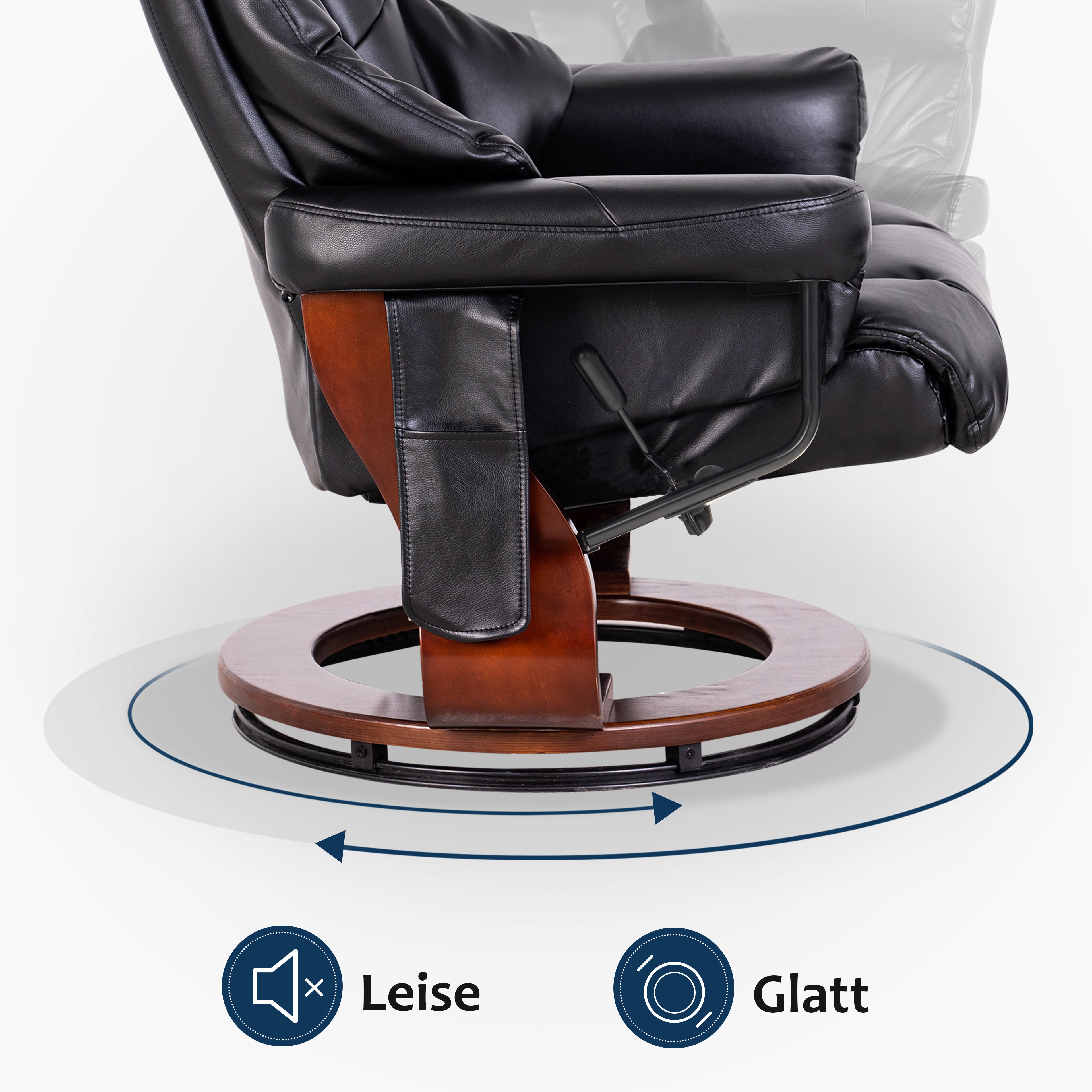 Massagestoel met Hocker, 360° Draaibaar, Relaxfauteuil met Ligfunctie, 9068 – foto 3